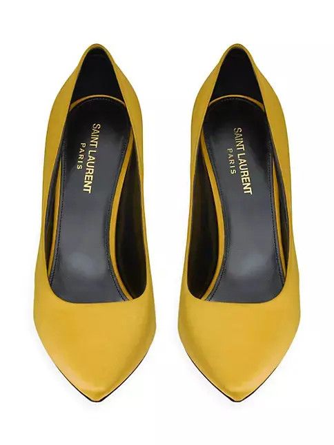Saint Laurent Paris oc11z1125 Monceau Pumps In Satin Crepe in Yellow Ochre Size US 12 / IT 42 - 3 Thumbnail