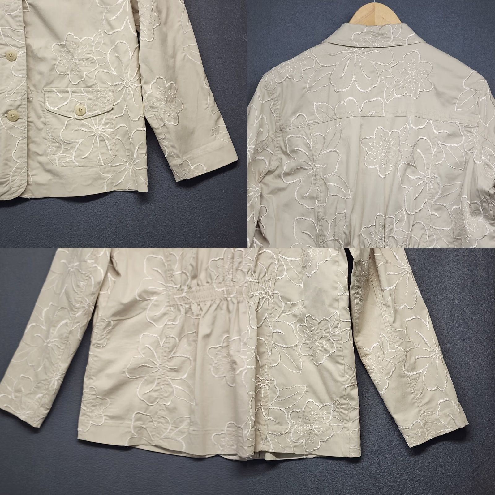 Vintage Susan Graver Womens Jacket Cream Floral Embroidered Button Front Career M Size M / US 6-8 / IT 42-44 - 9 Thumbnail