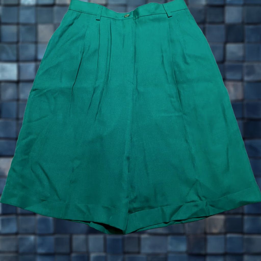 Talbots VINTAGE Talbots Green Pleated Culotte Bermuda Womens 8 Inseam 10" NWT 90s Style Cute Breezy Retro Holiday Women’s Pants Size 30" / US 8 / IT 44 - 1 Thumbnail