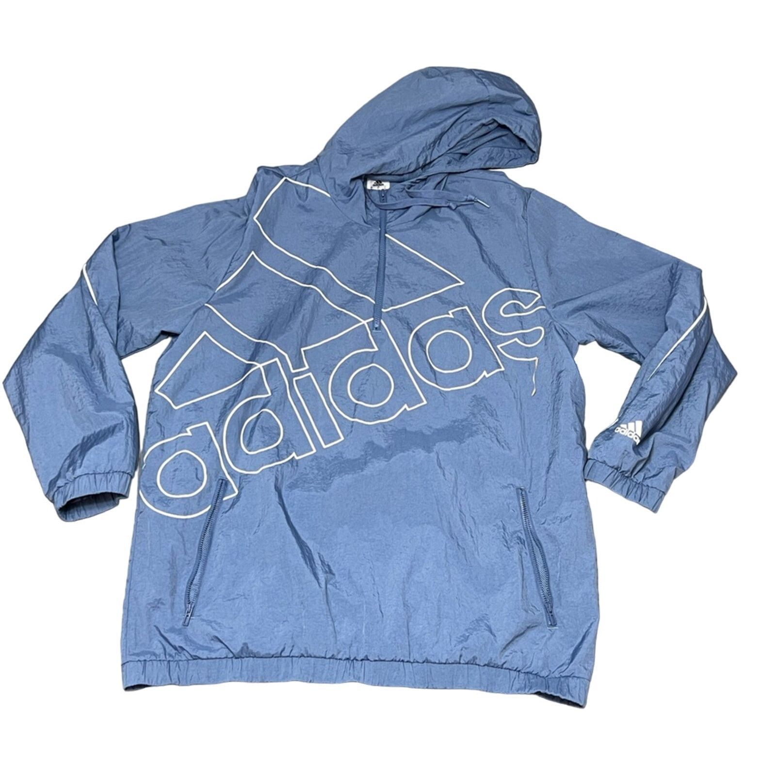 Adidas Adidas Jacket XL Blue 1/4 Zip Hooded Windbreaker Pullover Size US XL / EU 56 / 4 - 1 Thumbnail