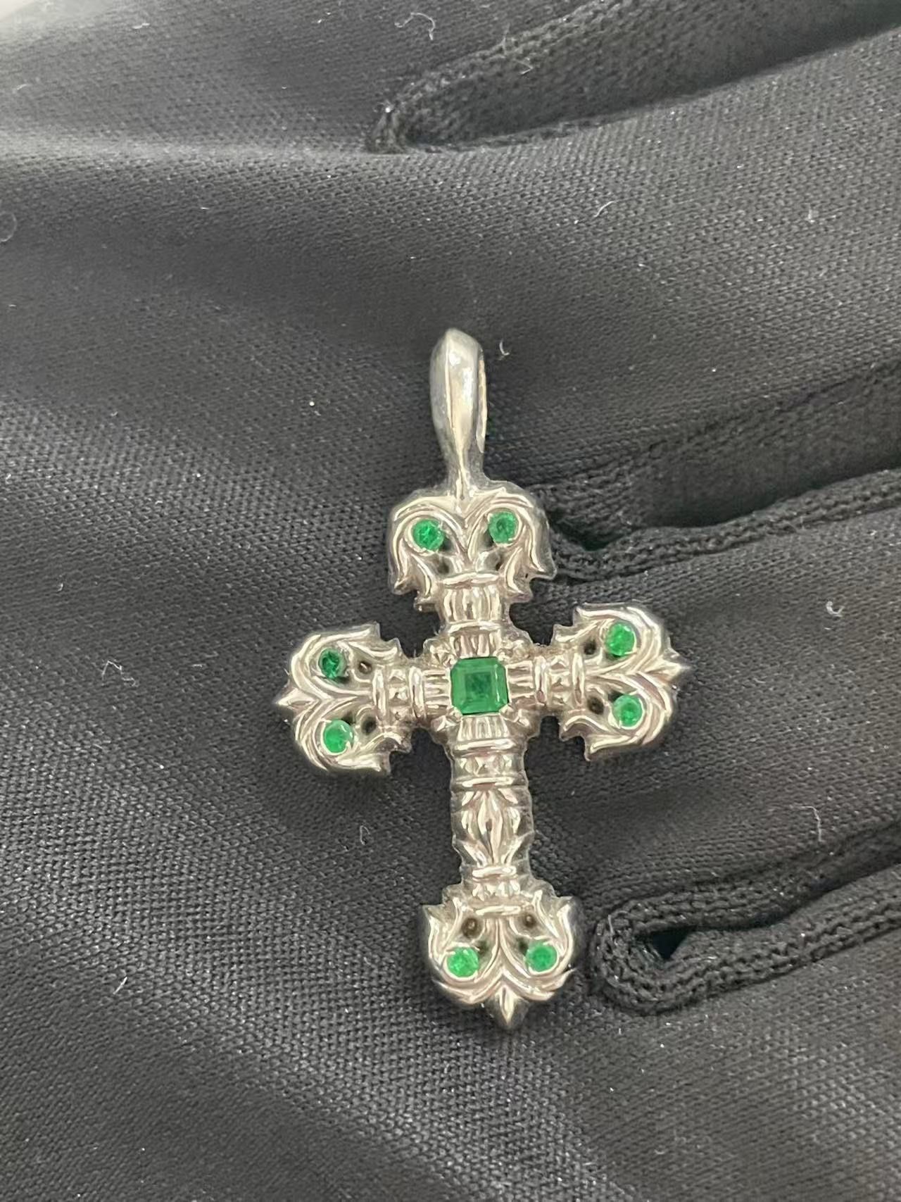 Chrome Hearts Chrome Hearts 18K White Gold Emerald Filigree Charm Pendant Size ONE SIZE - 6 Thumbnail