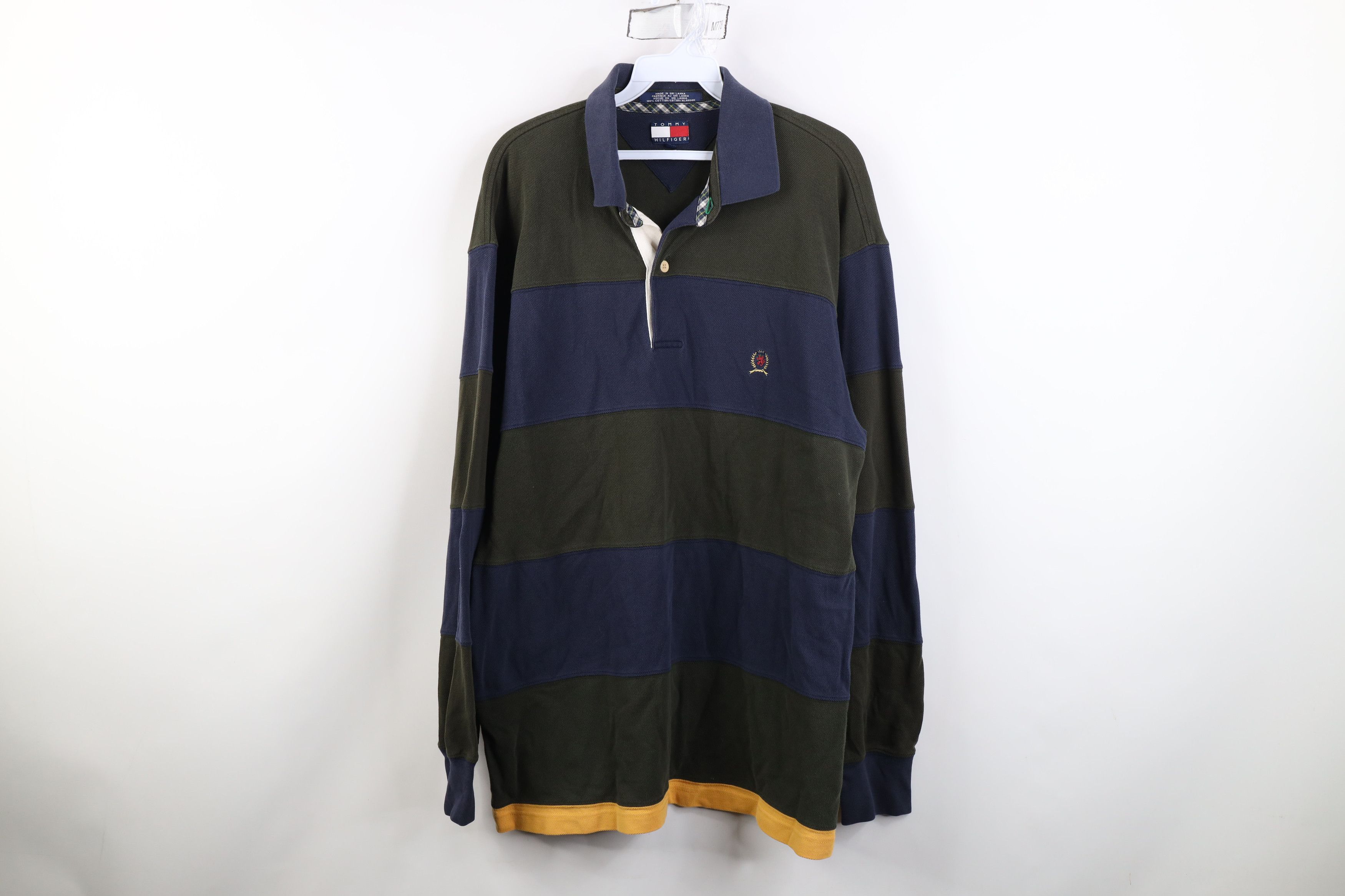 Tommy Hilfiger Vintage 90s Tommy Hilfiger Block Long Sleeve Rugby Polo Size US L / EU 52-54 / 3 - 1 Thumbnail
