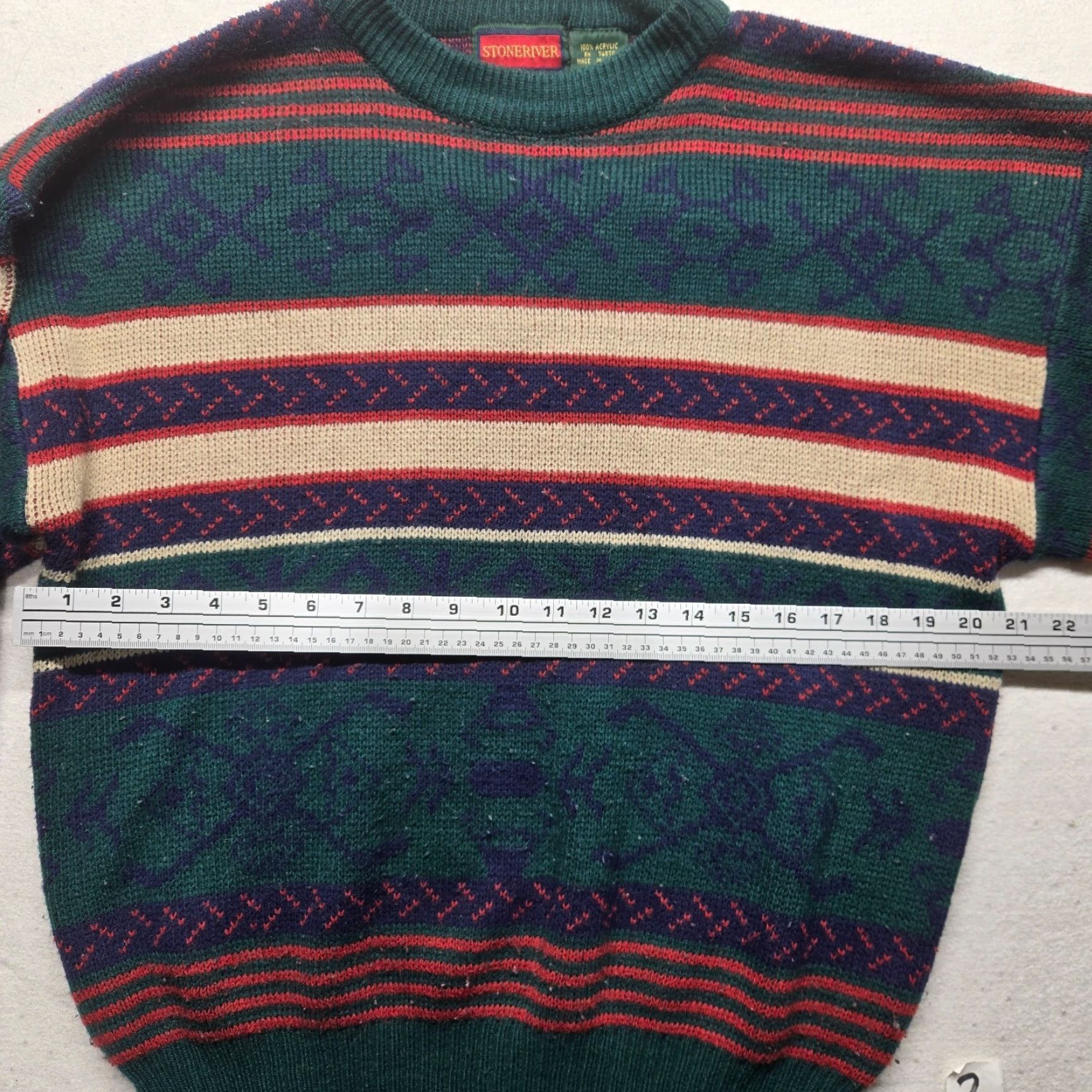 Vintage VINTAGE Stoneriver Sweater Stripped Southwestern Abstract Funky Art 90s Adult Mens Large Size US L / EU 52-54 / 3 - 6 Thumbnail