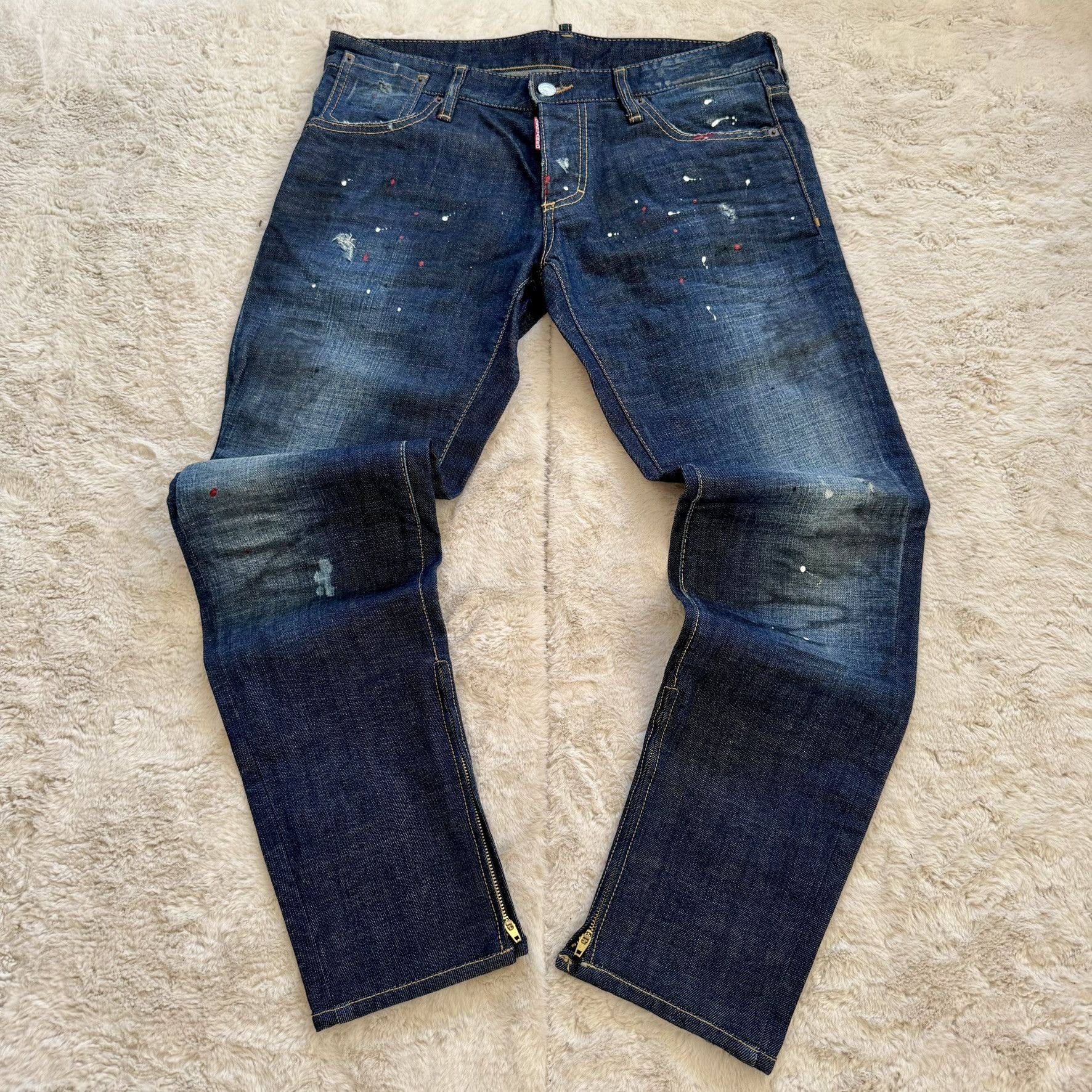 Dsquared2 Dsquared2 Distressed Paint-Splatter Biker Jeans w/ Zipper Size US 32 / EU 48 - 2 Thumbnail