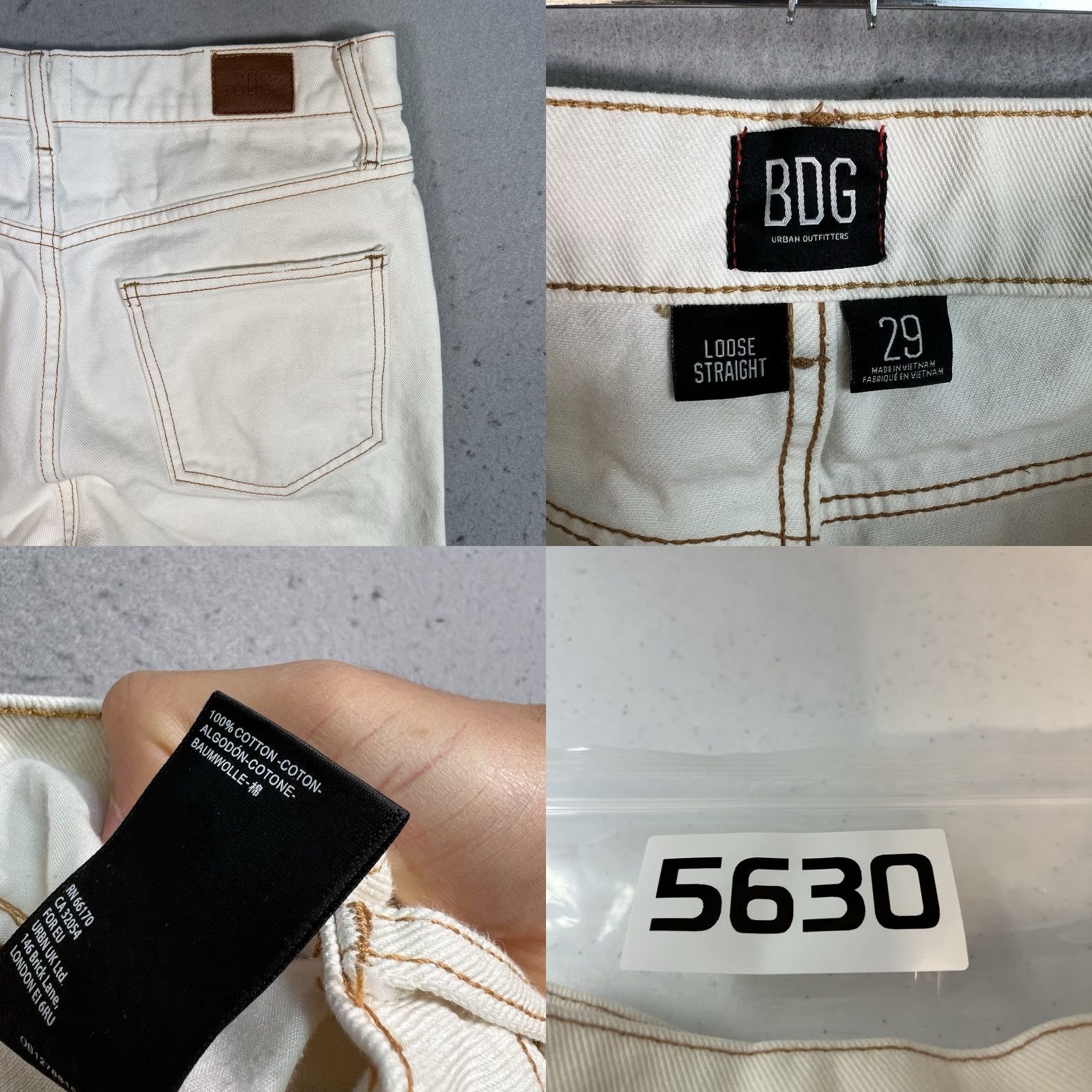 Bdg VINTAGE BDG Urban Outfitters White Jeans Womens 29 Straight Leg Denim Cotton 30 In Waist 29 In Inseam Size 29" - 8 Thumbnail