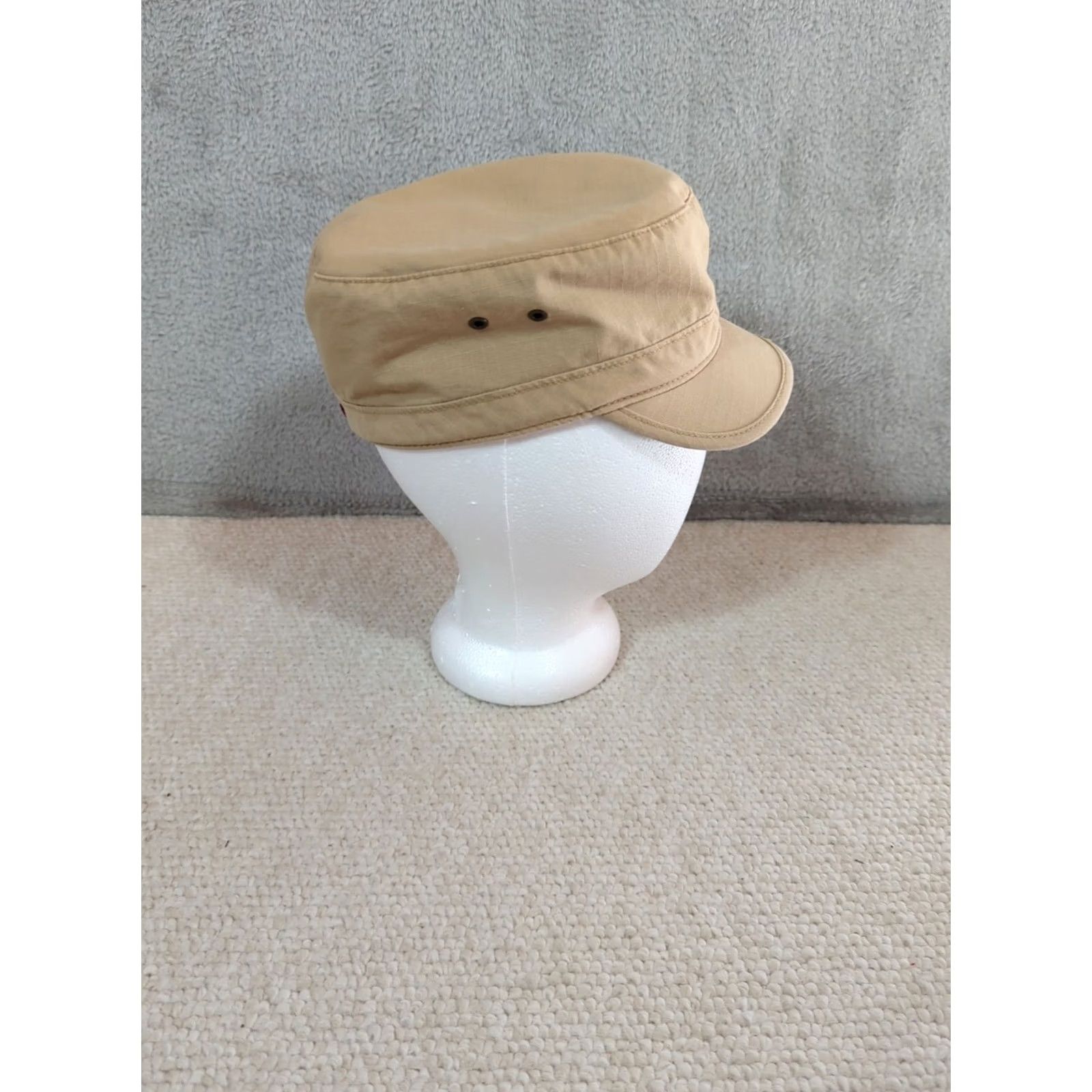 American Eagle Outfitters VINTAGE American Eagle Hat Army Cap Military Style Women Beige Ripstop Lightweight Vent ed Logo 7 3/4 Adult Women Hat Beige Army Cap Size ONE SIZE - 2 Thumbnail
