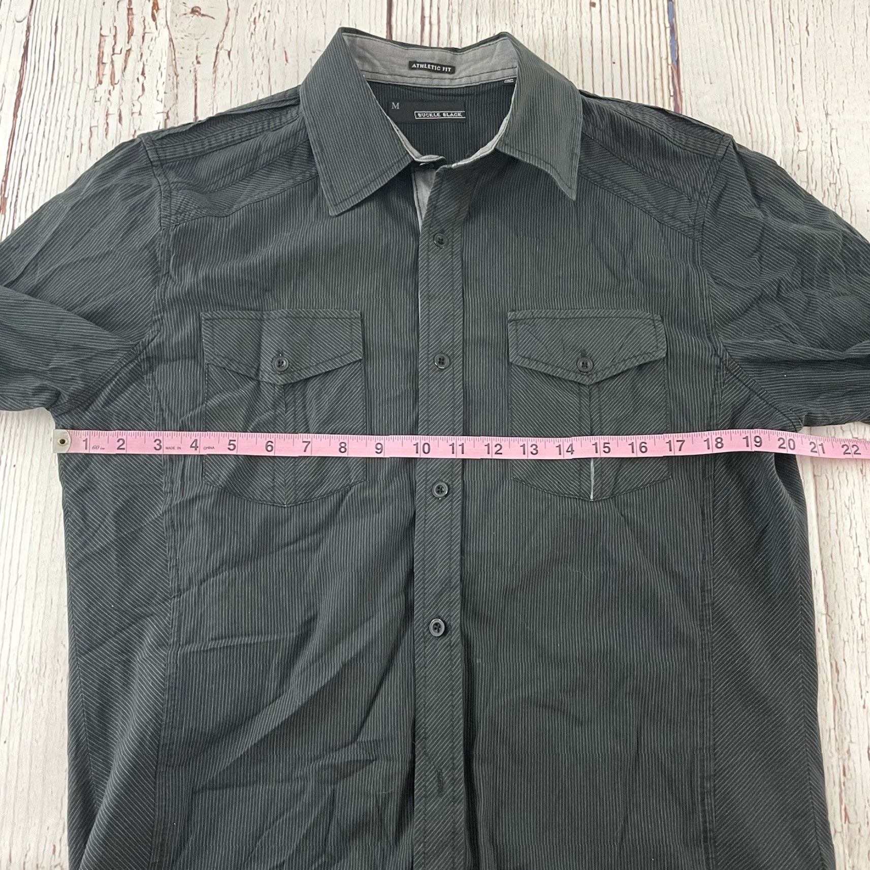 Buckle Black Buckle Black Athletic Striped Button-Up Shirt Men's M Black Long Sleeve Cotton Pocket Western Size US M / EU 48-50 / 2 - 4 Thumbnail