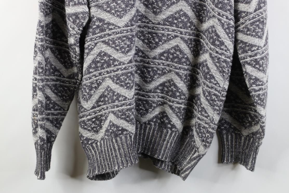 Vintage Vintage 90s Streetwear Zig Zag Knit Cardigan Sweater USA Size US L / EU 52-54 / 3 - 10 Thumbnail