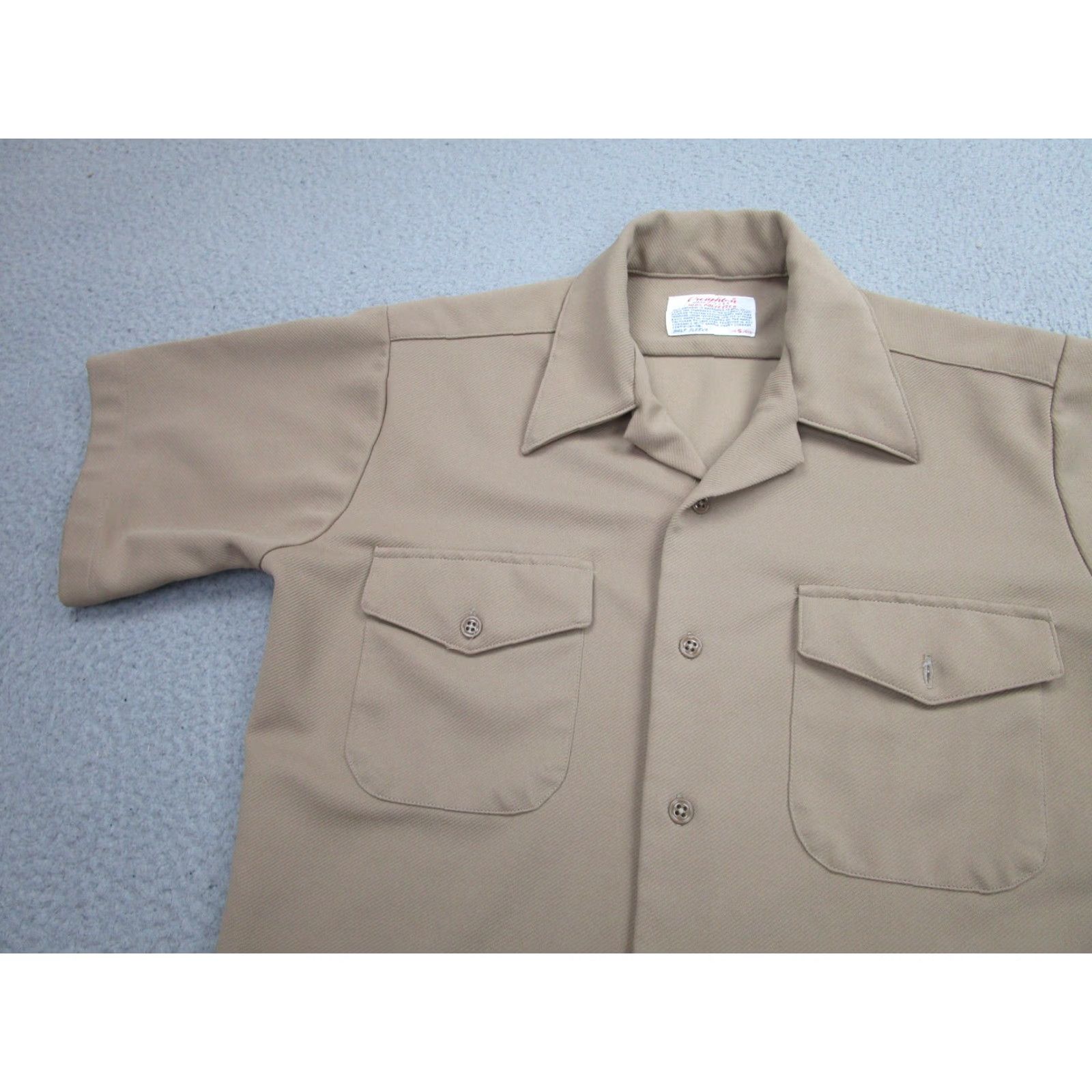 Vintage Vintage Creighton Shirt Mens Small Khaki Tan Poly Uniform Military Work USA 70s Size US S / EU 44-46 / 1 - 2 Thumbnail