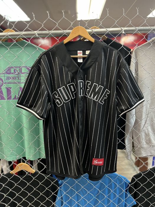 Supreme Supreme rhinestone baseball jersey | Grailed