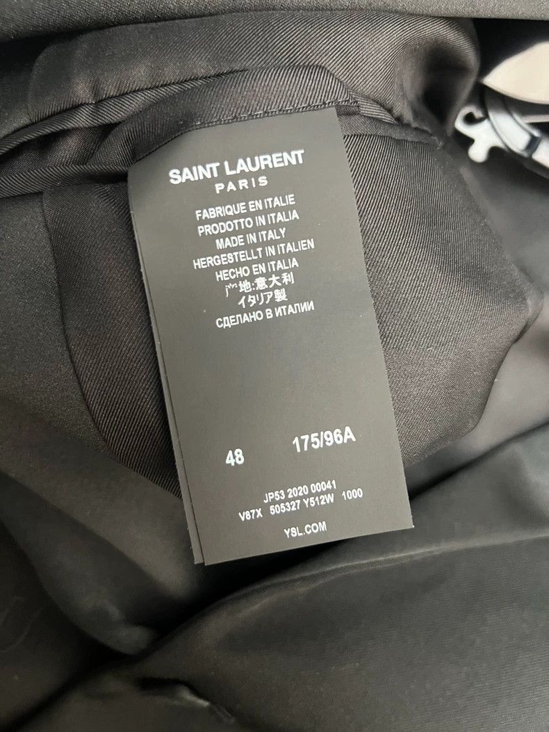 Saint Laurent Paris Saint Laurent Paris Fall/Winter 20 Satin Sword Collar Blac Size 48R - 5 Thumbnail