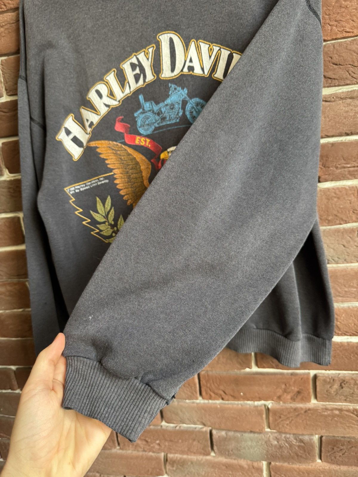 Vintage Washed 1988 Harley Davidson Speed Limit 70 Crewneck Vintage Size US L / EU 52-54 / 3 - 9 Thumbnail