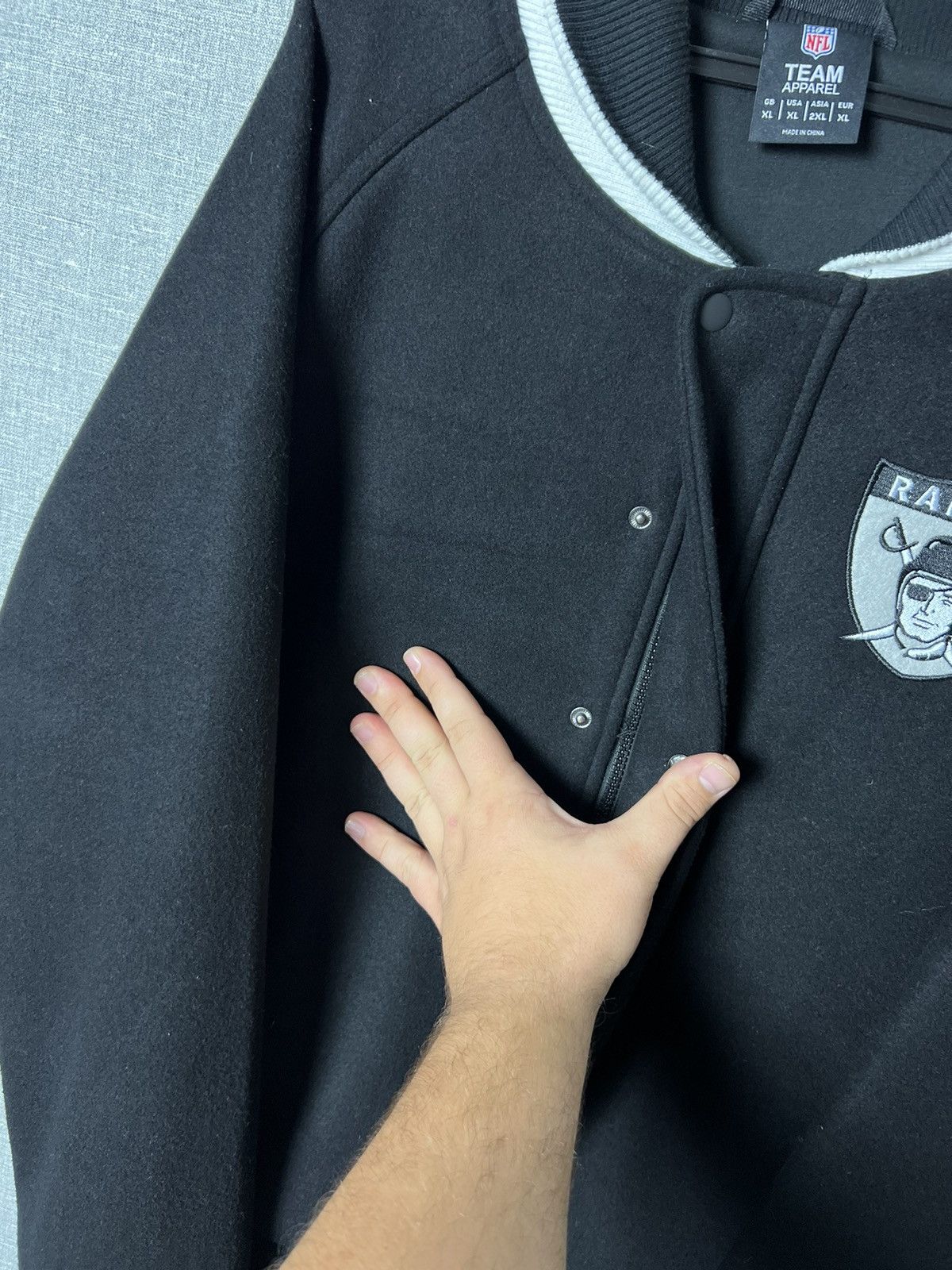 NFL OAKLAND RAIDERS Wool Blend Bomber Jacket Big Logo Size XL Size US XL / EU 56 / 4 - 10 Thumbnail
