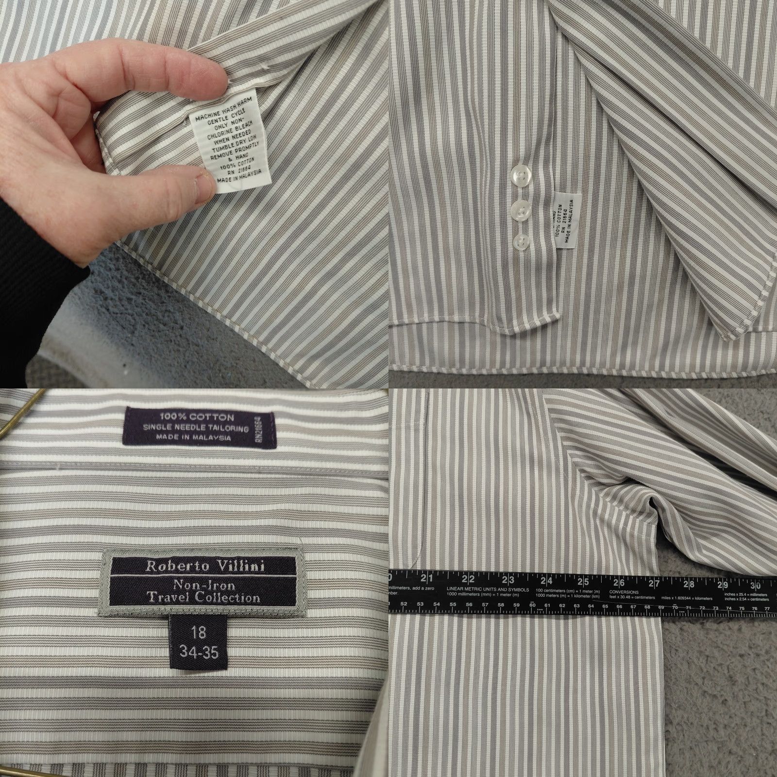 Needles Roberto Villini Shirt Men's Sz 18 34-35 Non-Iron Single Needle Business Dadcore Size US XXL / EU 58 / 5 - 8 Thumbnail