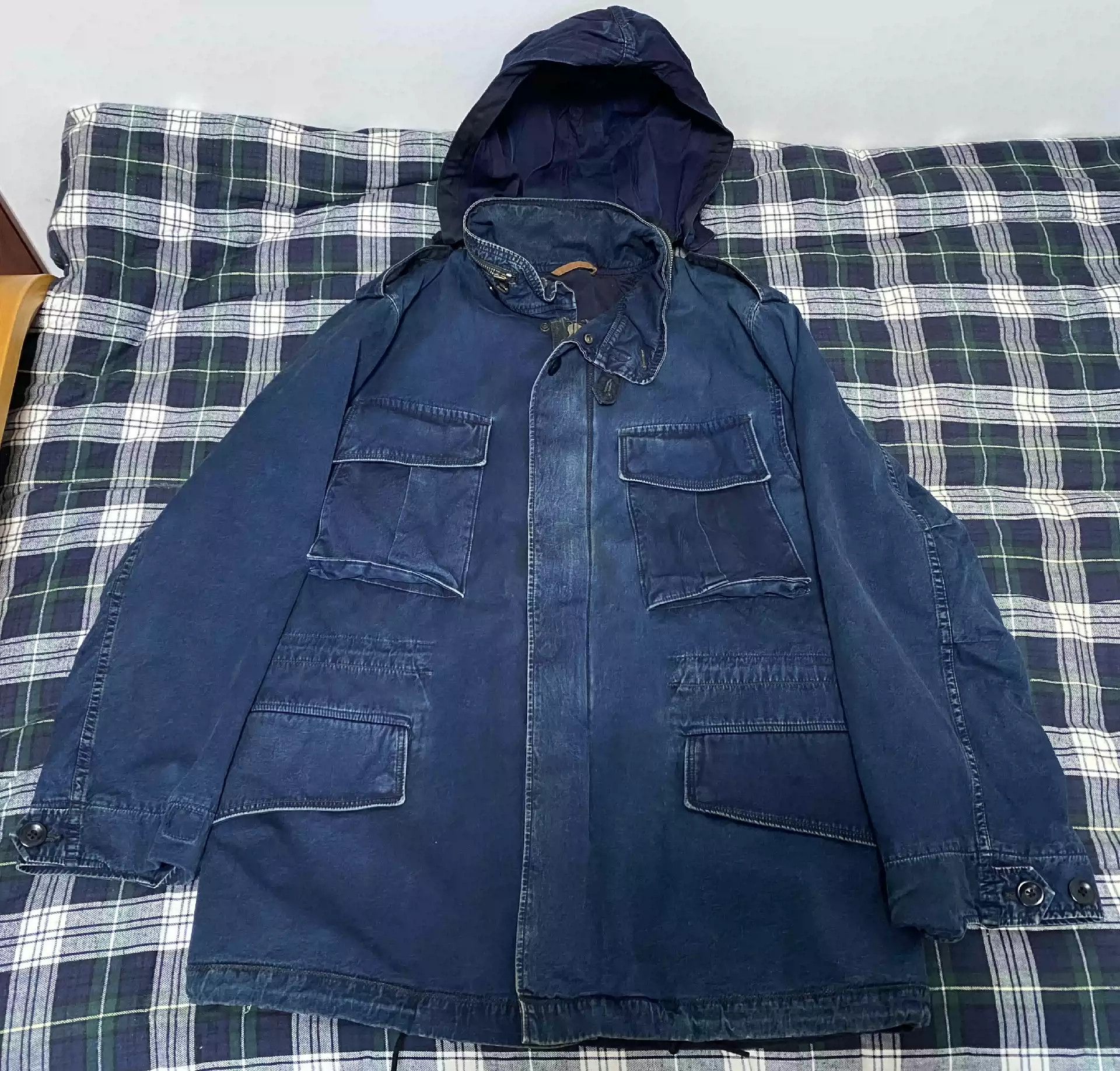 image of Kapital Hirata And Hiro Kountry Violent Blue Dyed M65 Jacket, Men's (Size Medium)