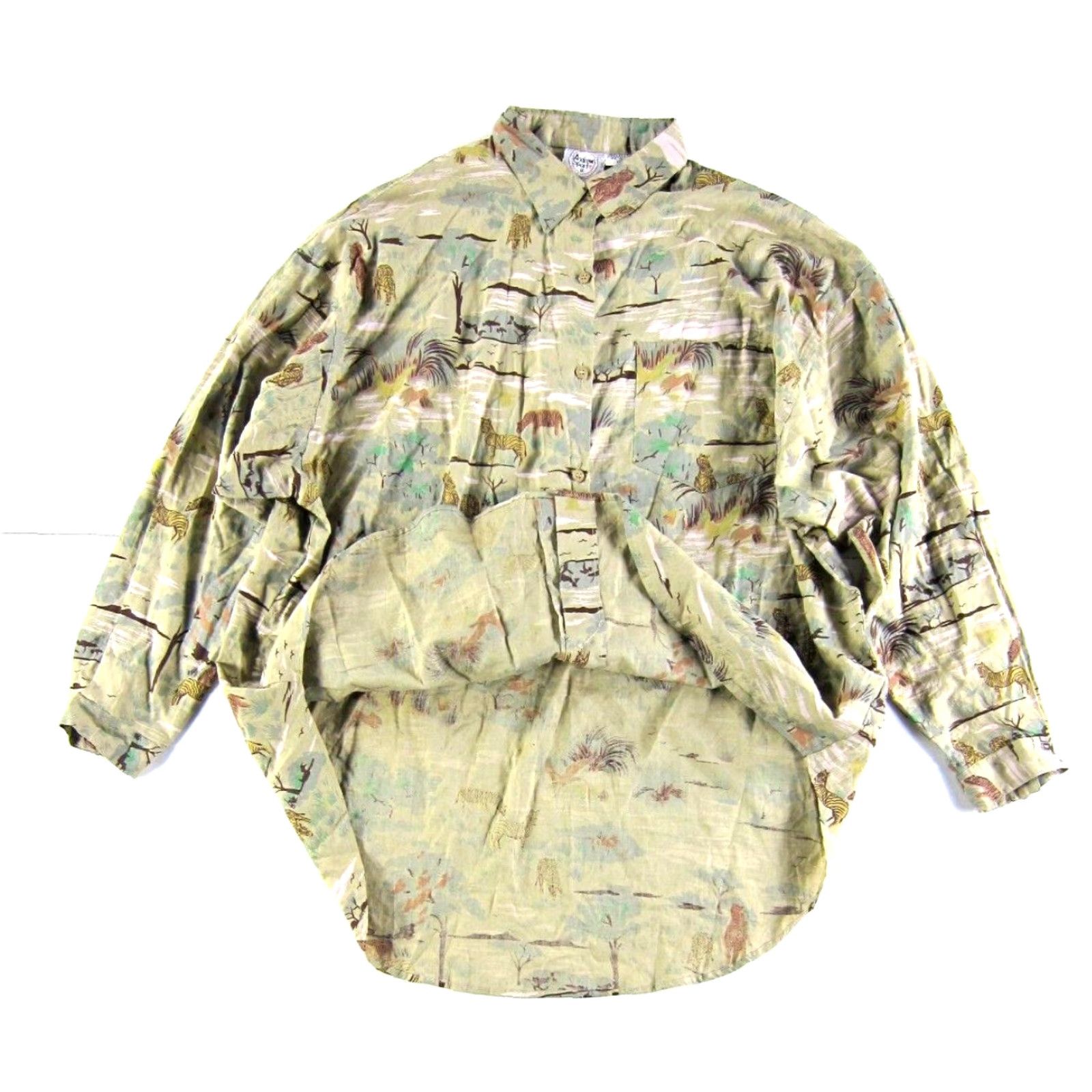 Vintage VTG Andrew Sport II Cotton Green Brown Safari Zebra Long Sleeve Shirt Women L Size L / US 10 / IT 46 - 5 Thumbnail