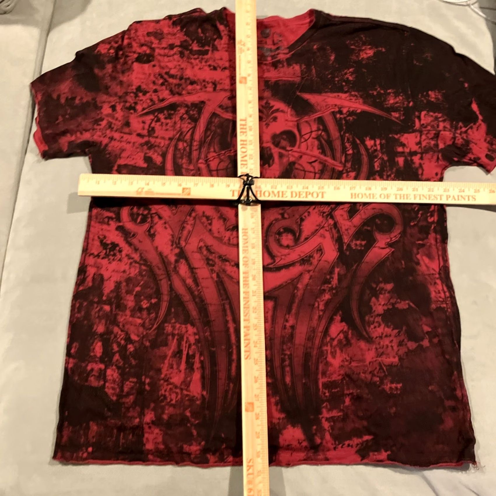 Vintage VINTAGE Helix T-Shirt AOP All Over Print Red & Black Skull Goth Men's XXL Short Sleeve Shirts Mens 2XL Skull T Shirt Size US XXL / EU 58 / 5 - 4 Thumbnail