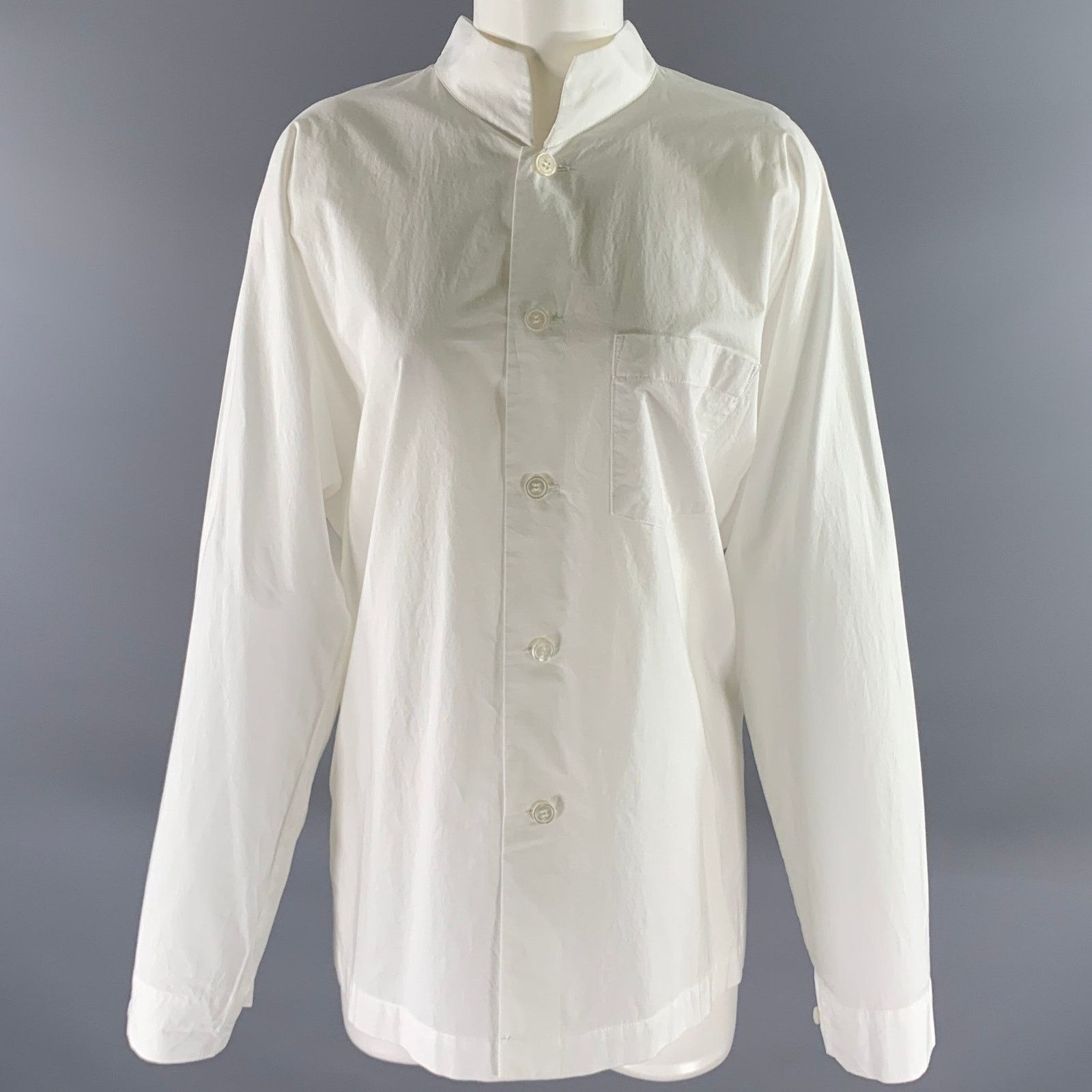 Issey Miyake ISSEY MIYAKE Size L White Cotton Nehru Collar Shirt Size US L / EU 52-54 / 3 - 1 Thumbnail