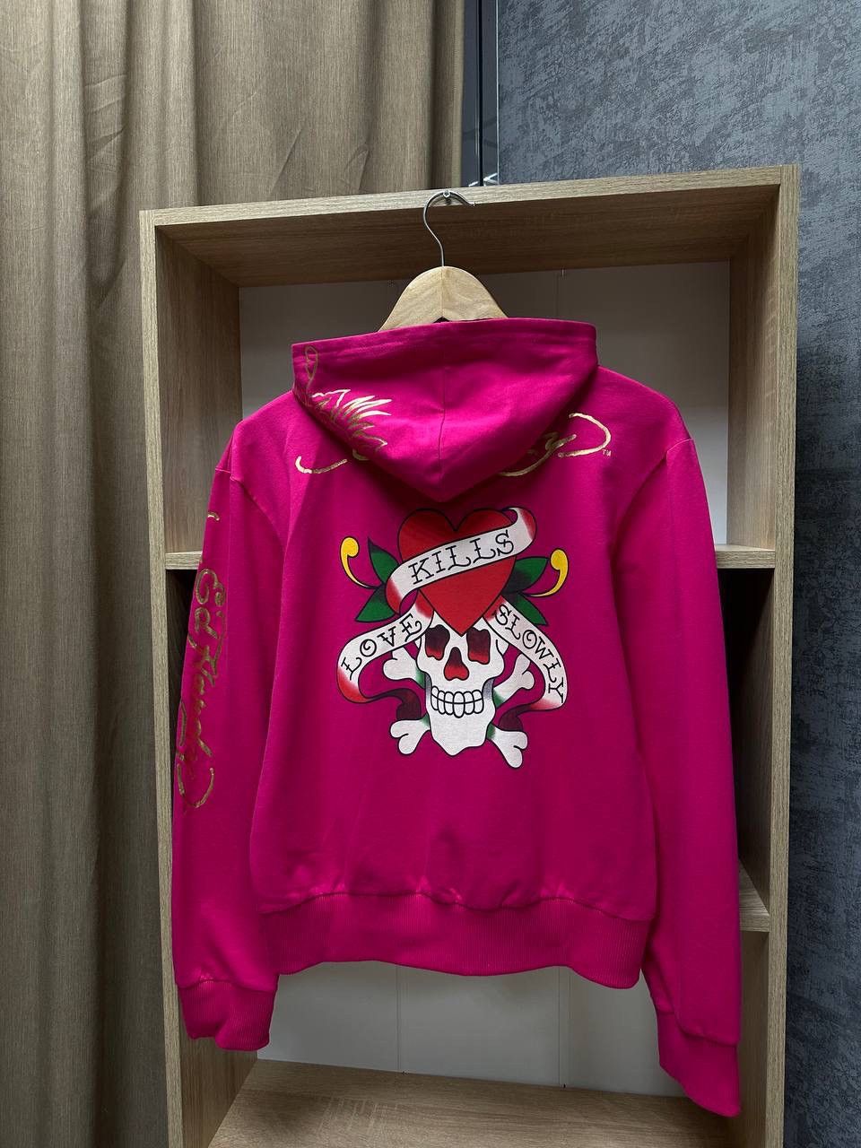 Christian Audigier × Ed Hardy × Vintage Vintage Ed Hardy Christian Audigier Women’s Pink Hoodie Size XL / US 12-14 / IT 48-50 - 13 Thumbnail