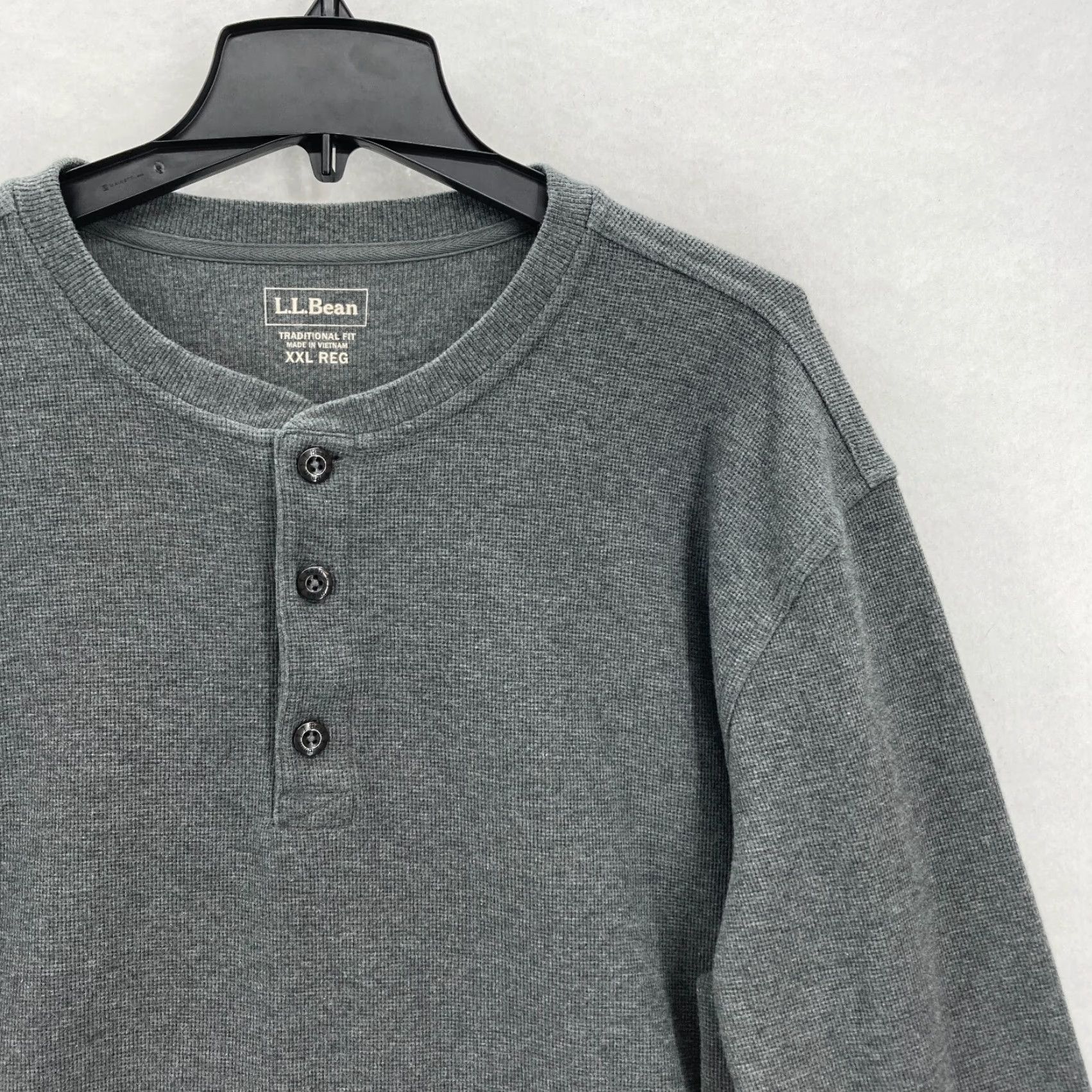 Vintage L.L. Bean Mens 2XL Gray Unshrinkable Waffle Knit Thermal Henley Shirt Camp Shirt Mens Regular Hat? Size US XXL / EU 58 / 5 - 2 Thumbnail