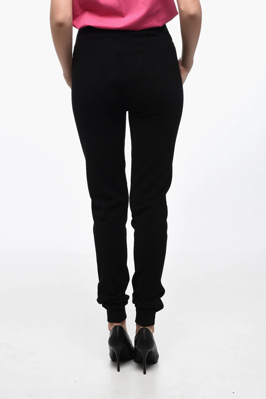 Saint Laurent Paris og1mm0326 High-Waisted Cashmere Joggers in Black Size 27" / US 4 / IT 40 - 2 Thumbnail
