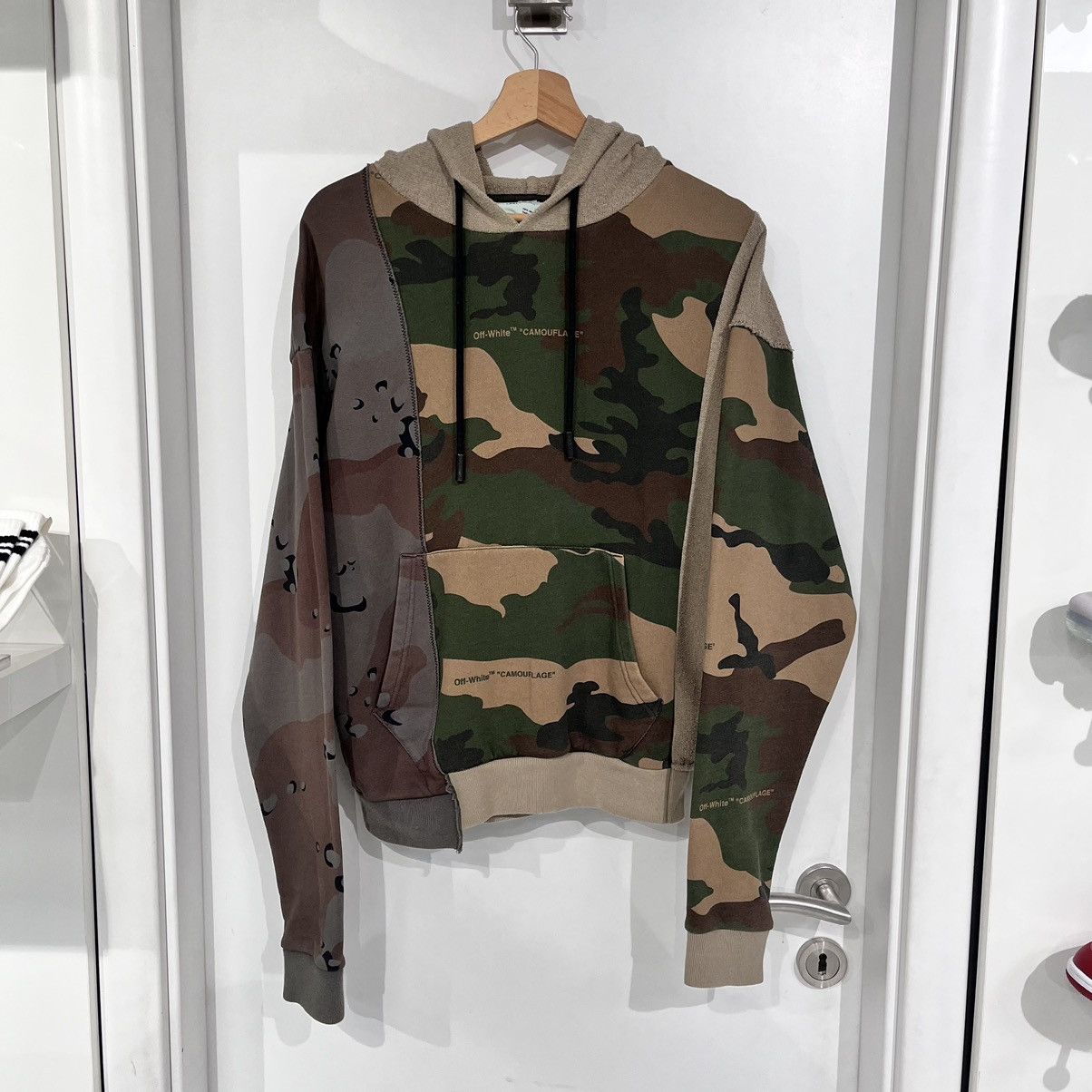 image of Off White Off‑White Arrow Logo Hoodie Multi Camo, Men's (Size XS)