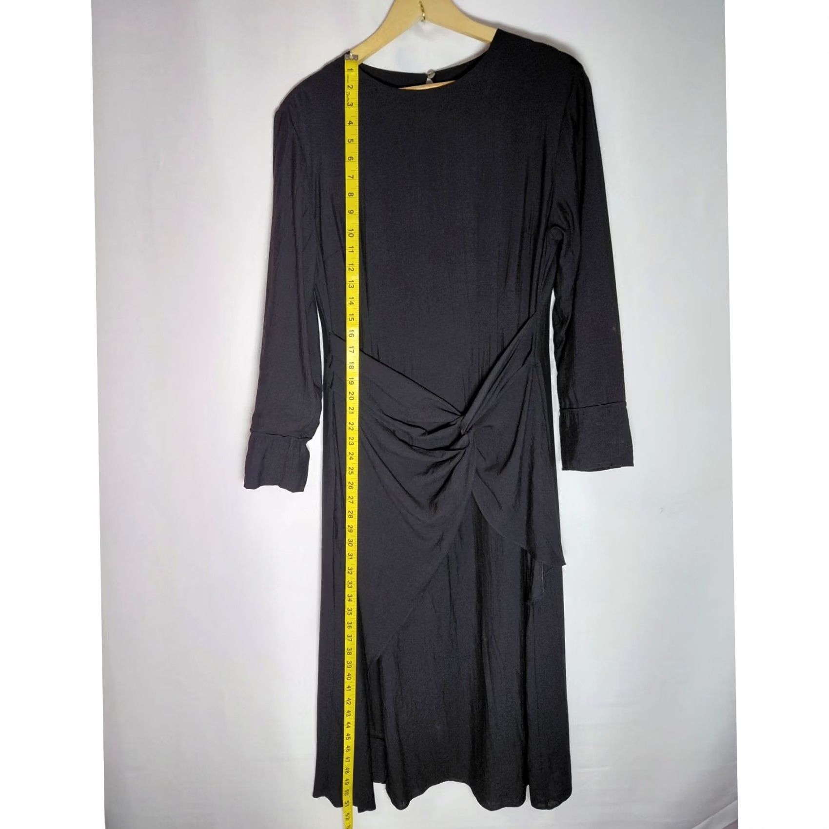 Massimo Dutti Massimo Dutti Black Long Sleeve Dress Solid Crew Neck Midi Women Size L Size L / US 10 / IT 46 - 6 Thumbnail
