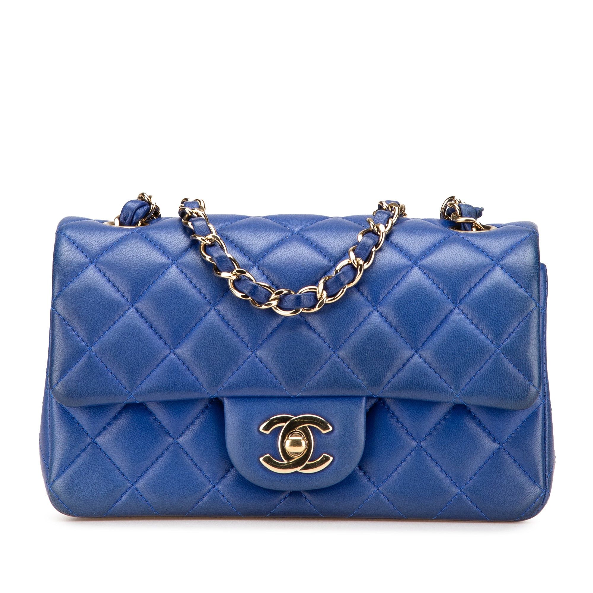 Chanel Chanel Mini Rectangular Classic Lambskin Single Flap Blue Size ONE SIZE - 1 Thumbnail