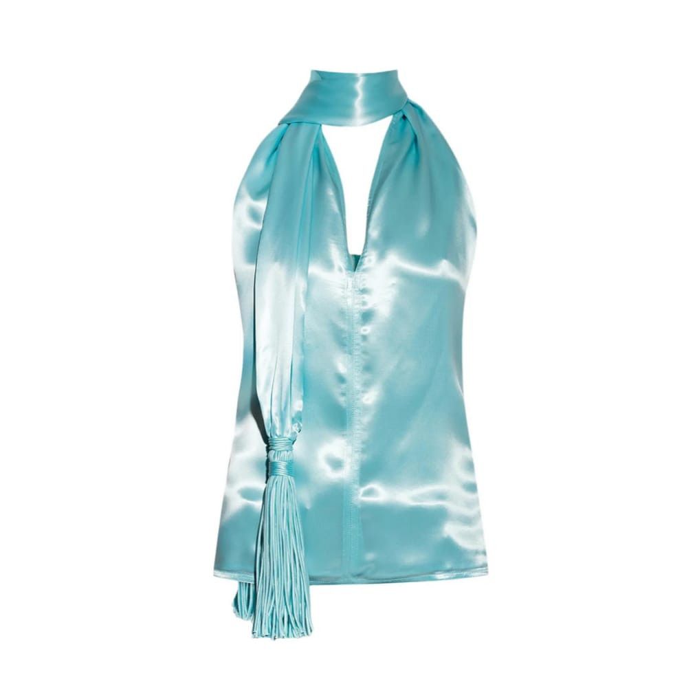 Bottega Veneta o1y0725 Evening Top in Sky Blue Size XS / US 0-2 / IT 36-38 - 1 Preview