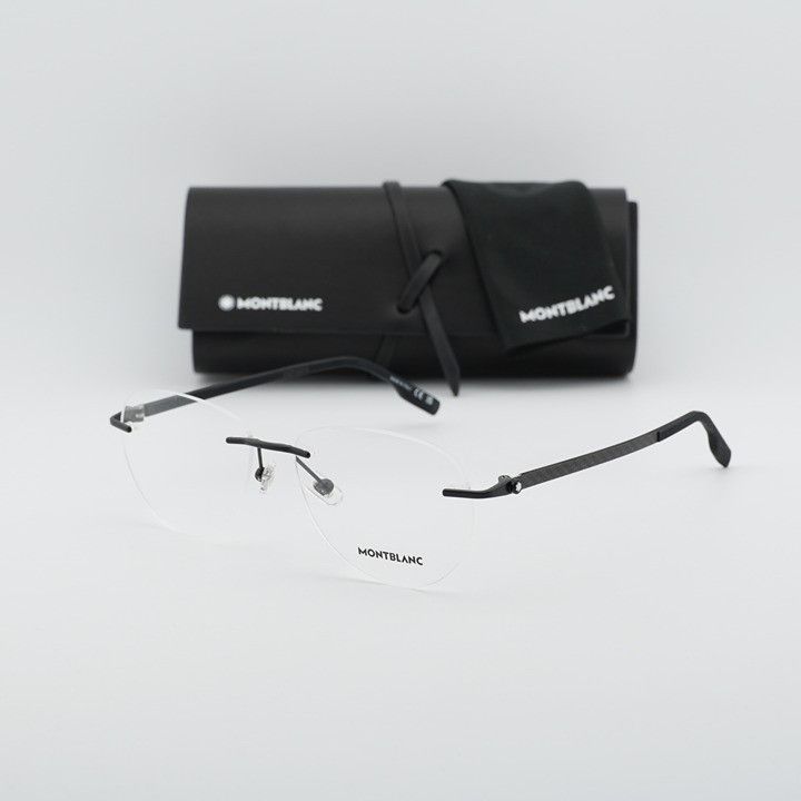 Montblanc Montblanc MB0186O 001 Eyeglasses Black 56mm Round Frame Size ONE SIZE - 9 Thumbnail