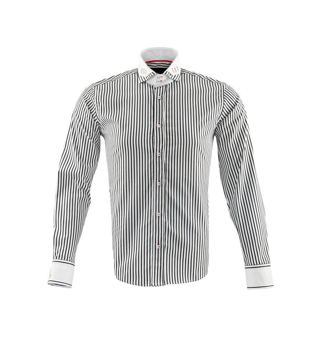 Other Guide London Men's Double Collar Shirt Black White Size US L / EU 52-54 / 3 - 1 Thumbnail