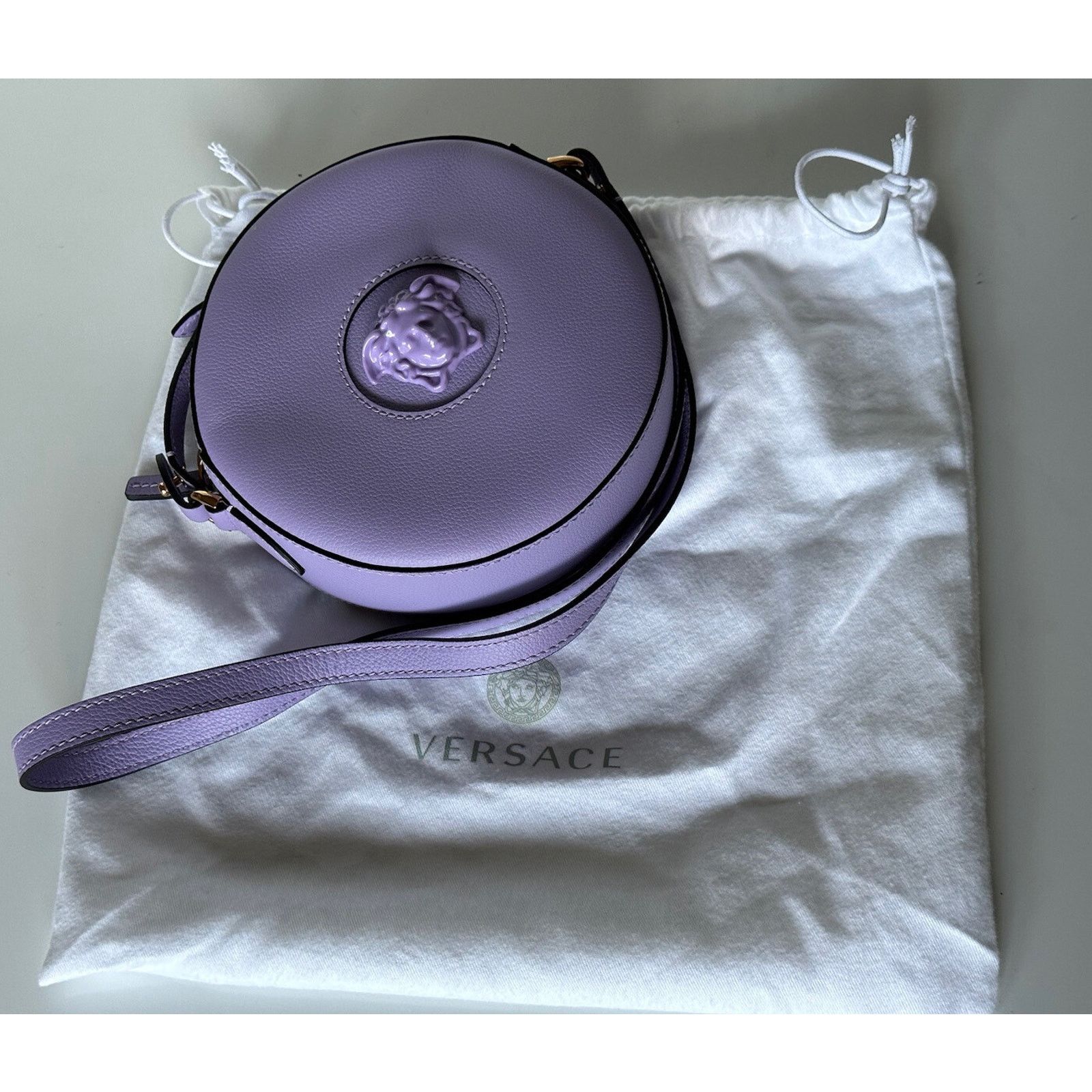 Versace Versace Medusa Leather Round Lilac Crossbody Bag DBFI050 Size ONE SIZE - 16 Thumbnail