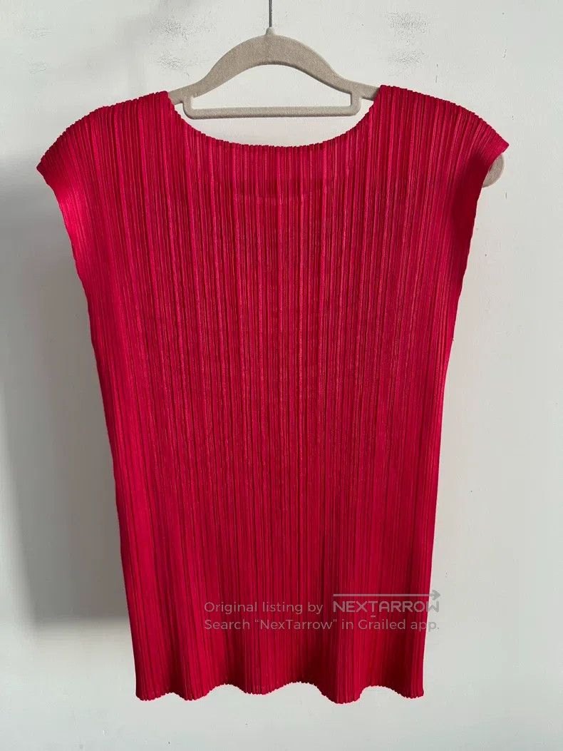 Issey Miyake Issey Miyake Red Ruffled Tank Top Size L / US 10 / IT 46 - 2 Thumbnail