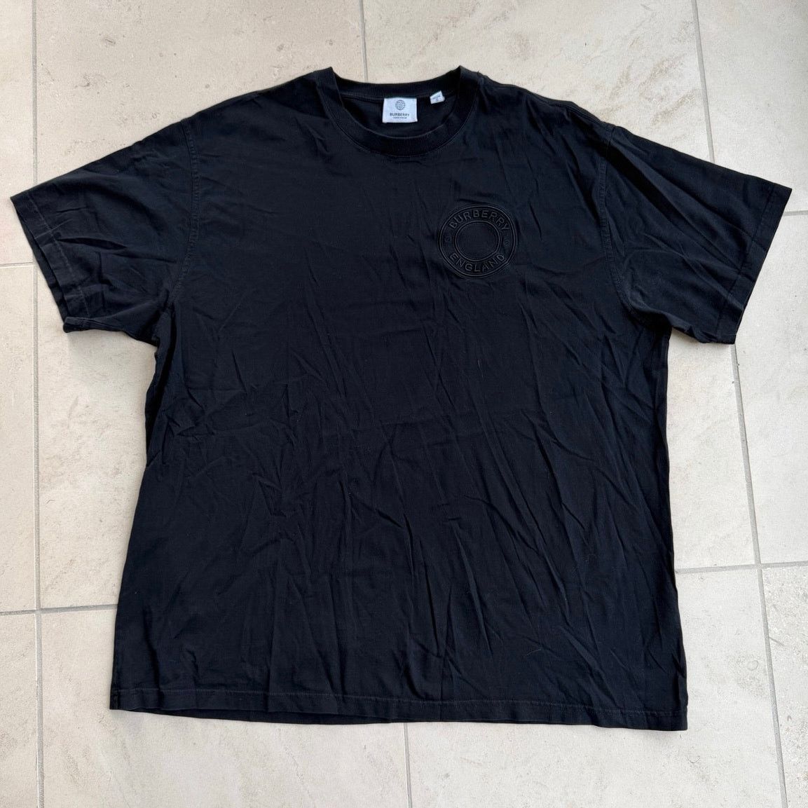 Burberry Burberry Black Logo T Shirt Embroidered Circle Tee Cotton XL Size US XL / EU 56 / 4 - 1 Thumbnail
