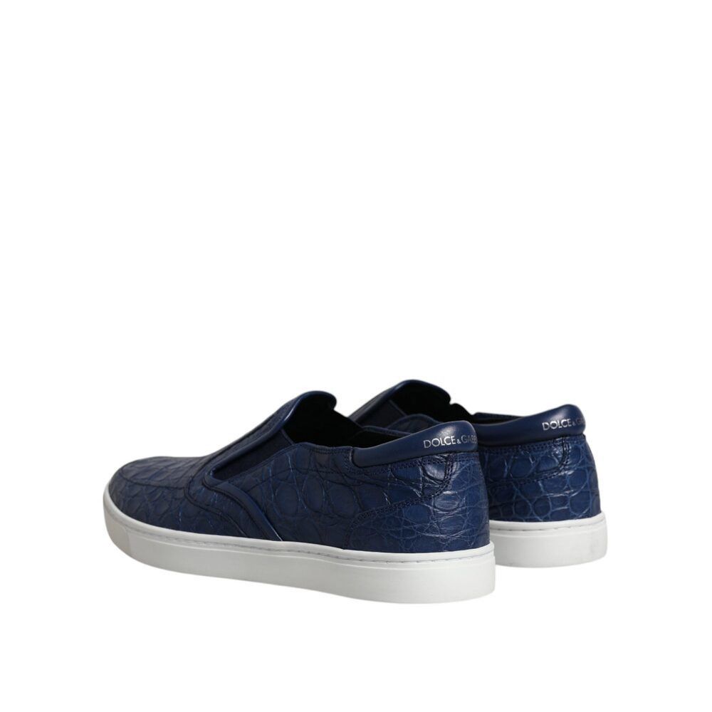 Dolce & Gabbana Dolce & Gabbana Blue Croc Exotic Leather Men Sneakers Shoes Size US 8 / EU 41 - 2 Thumbnail