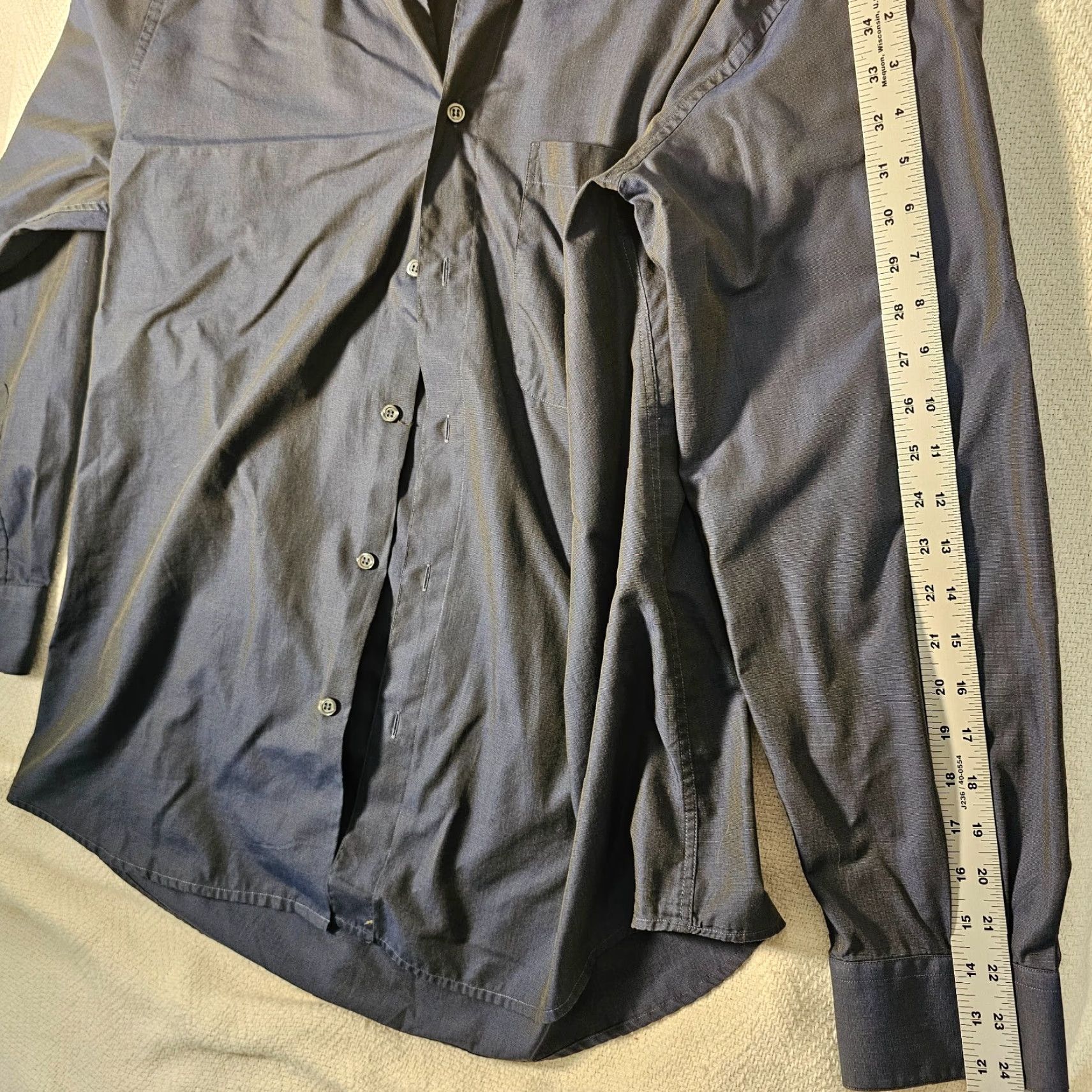 Vintage VINTAGE Bachrach Shirt — Button-Front Dress Shirt, Long Sleeve, 16, Blue, Cotton, Mens, Classic Fit Size 42R - 7 Thumbnail