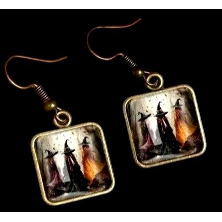 Handmade Macbeth Three Witches Earrings Halloween Supernatural Power Size ONE SIZE - 3 Thumbnail