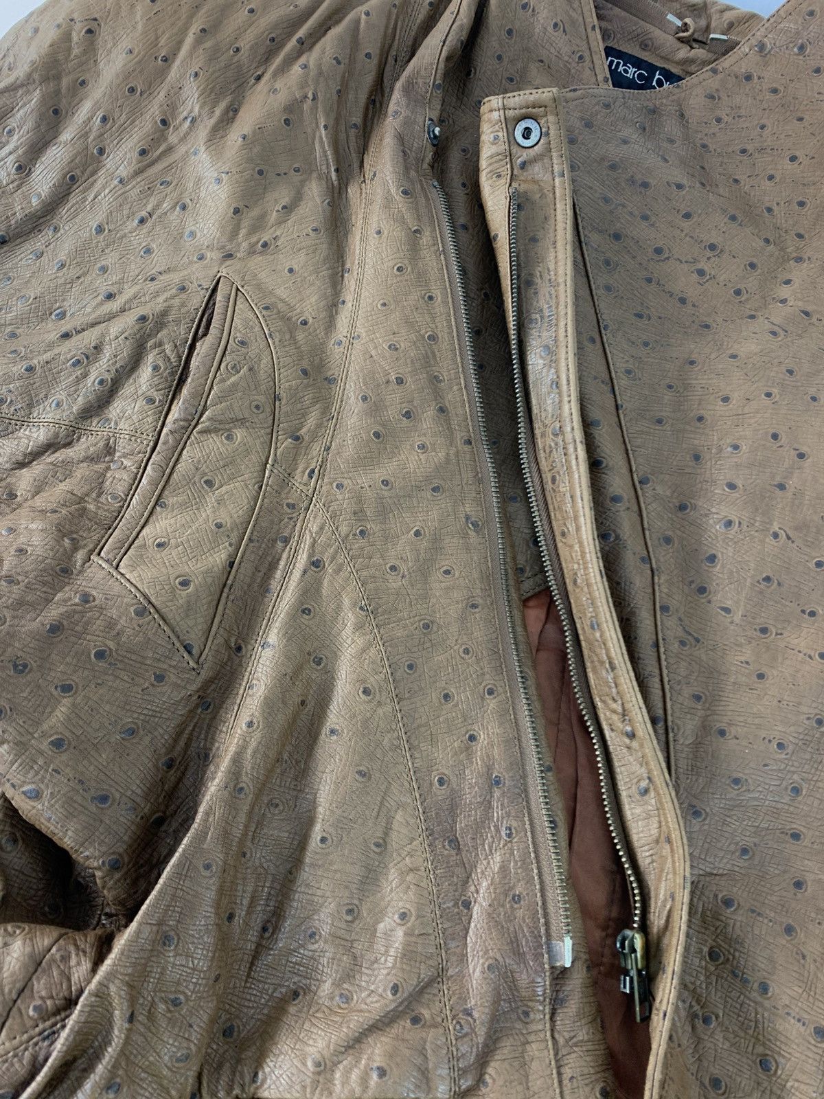 Marc Buchanan × Pelle Pelle RARE 90s Pelle Pelle Marc Buchanan Ostrich Leather Jacket Size US M / EU 48-50 / 2 - 4 Thumbnail