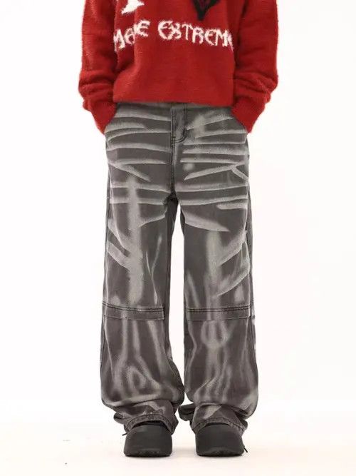 VIBE Retro washed distressed hand painted graffiti hip hop jeans Size US 30 / EU 46 - 1 Thumbnail