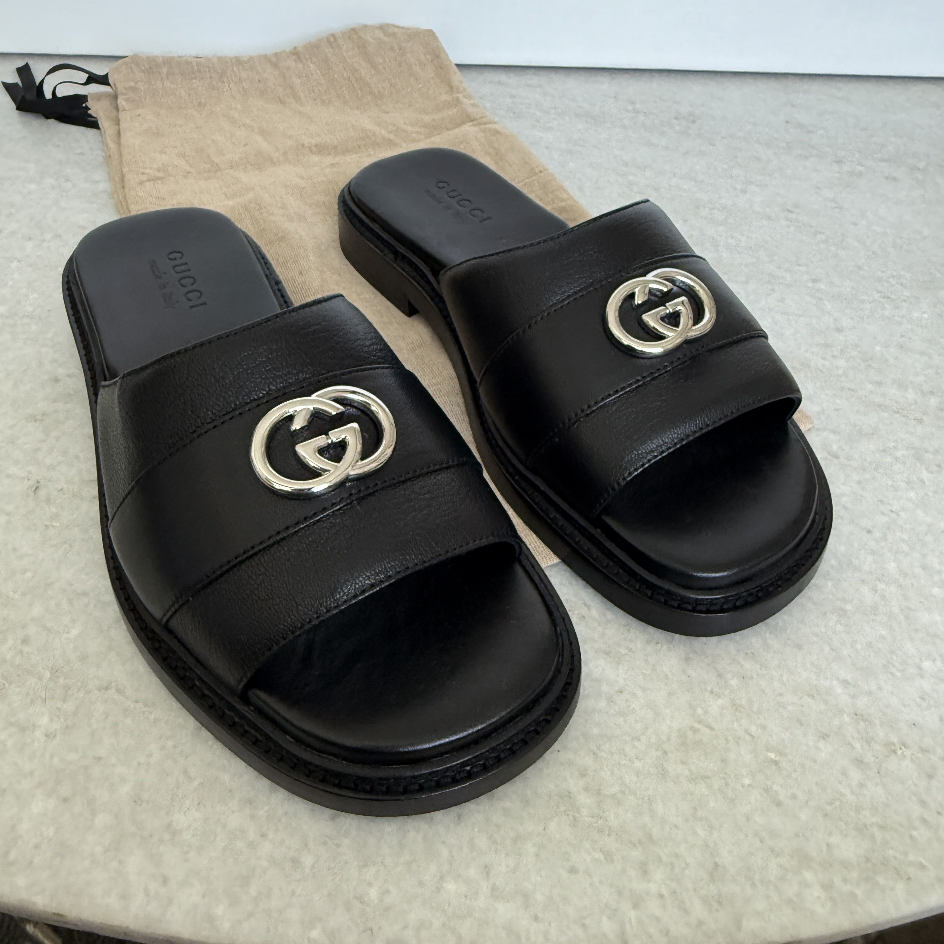 Gucci GUCCI 777849 MEN'S LEATHER INTERLOCKING G SANDALS, 7.5 (US8) Size US 8 / EU 41 - 3 Thumbnail
