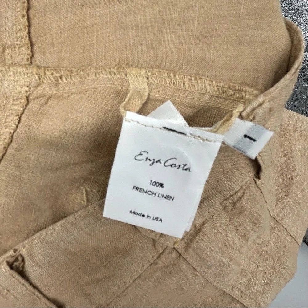 Enza Costa ENZA COSTA FRENCH LINEN HIGH-RISE WID LEG TROUSER PANTS Size 27" / US 4 / IT 40 - 3 Thumbnail