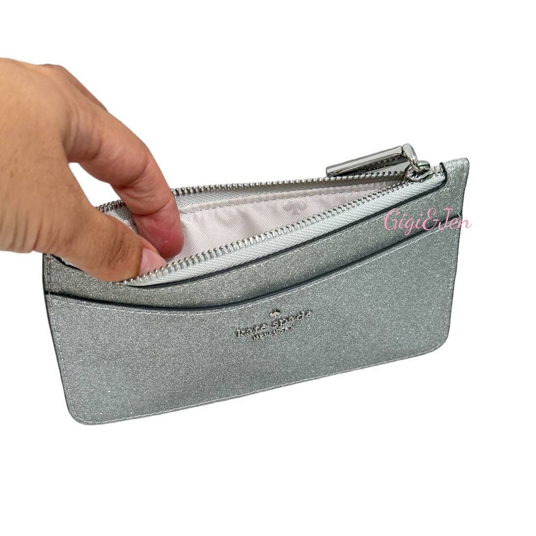 Kate Spade Kate Spade Shimmy Cardholder Silver Glitter New Size ONE SIZE - 4 Thumbnail