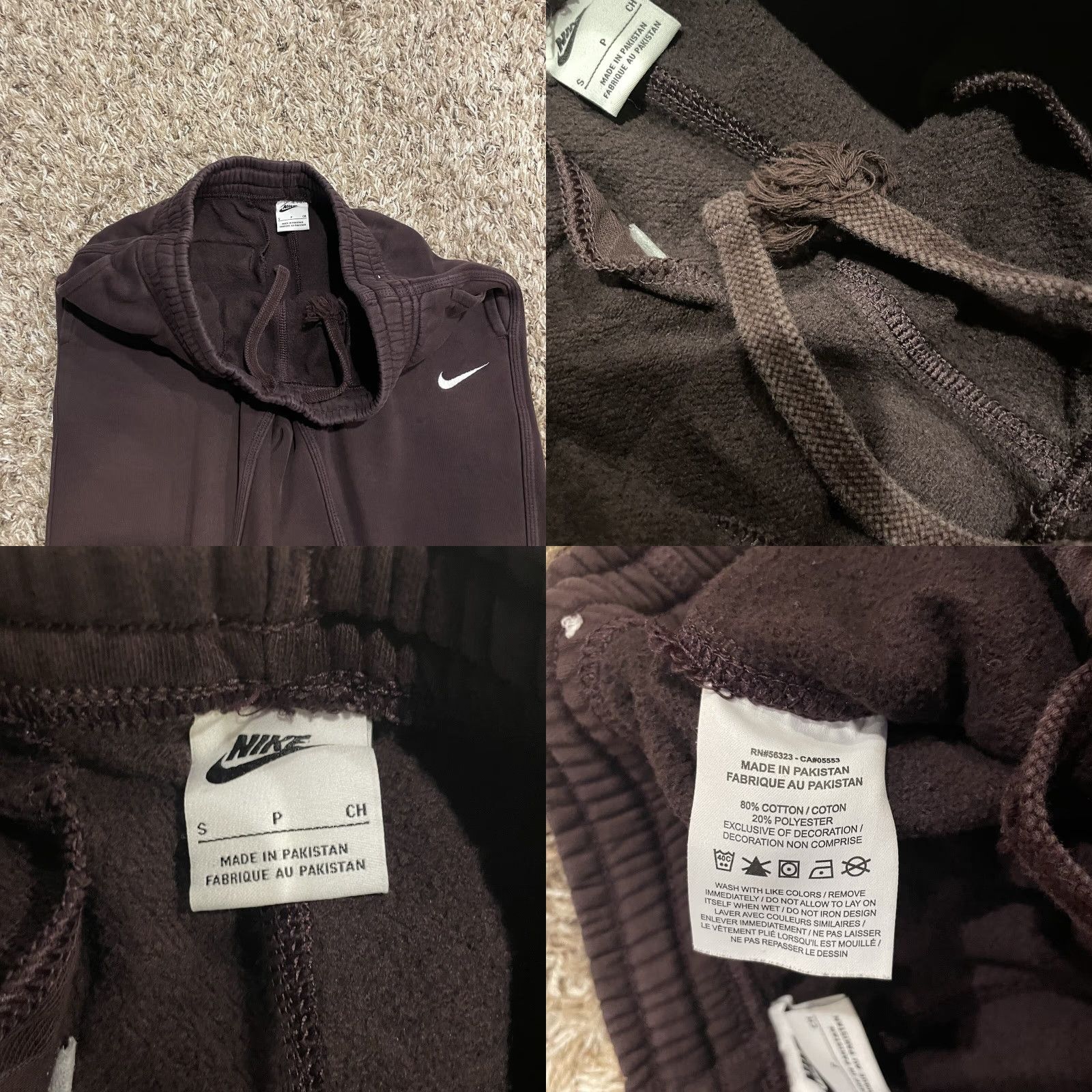 Nike Nike Sportswear Club Fleece Joggers Sweatpants Mens S Brown 28x26 Logo Pockets Elastic Waist Tapered Athleisure Size US 29 - 8 Thumbnail