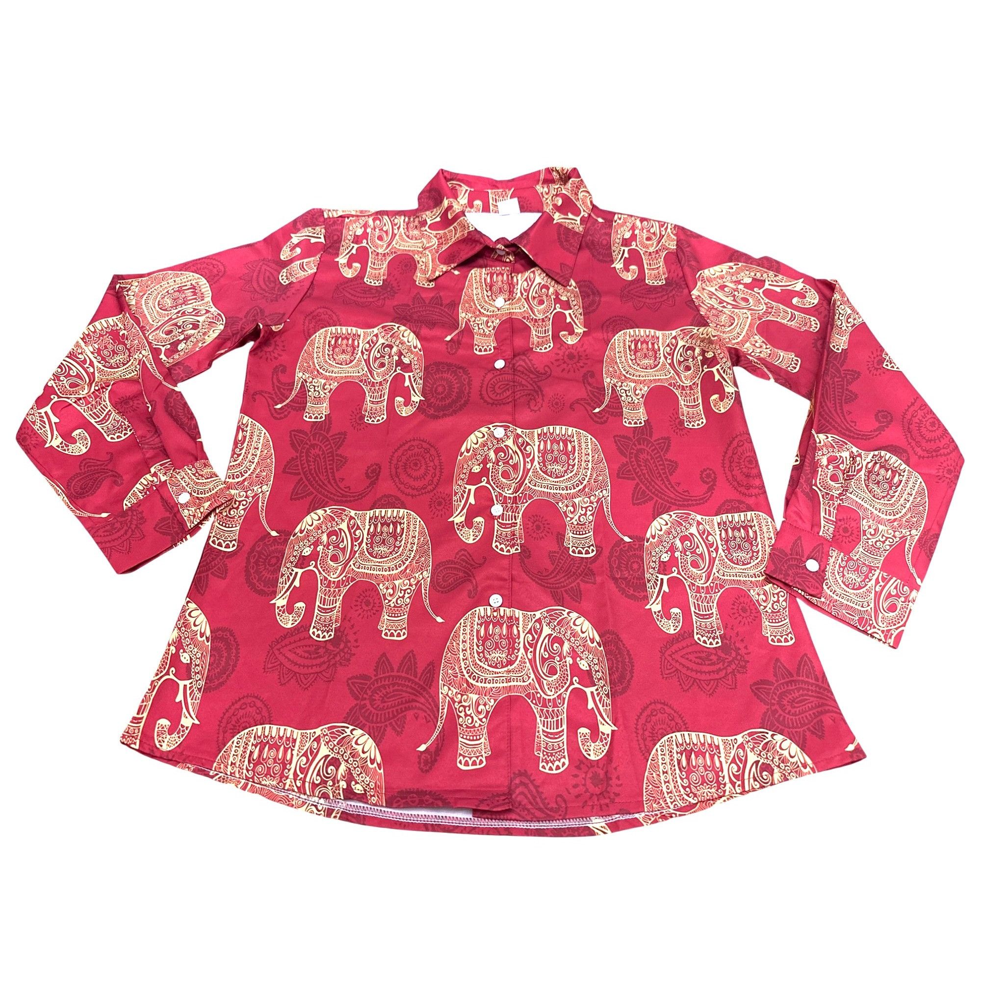 Other CCC Vintage Red Elephant Print Long Sleeve Button Up Shirt S Size L / US 10 / IT 46 - 5 Thumbnail