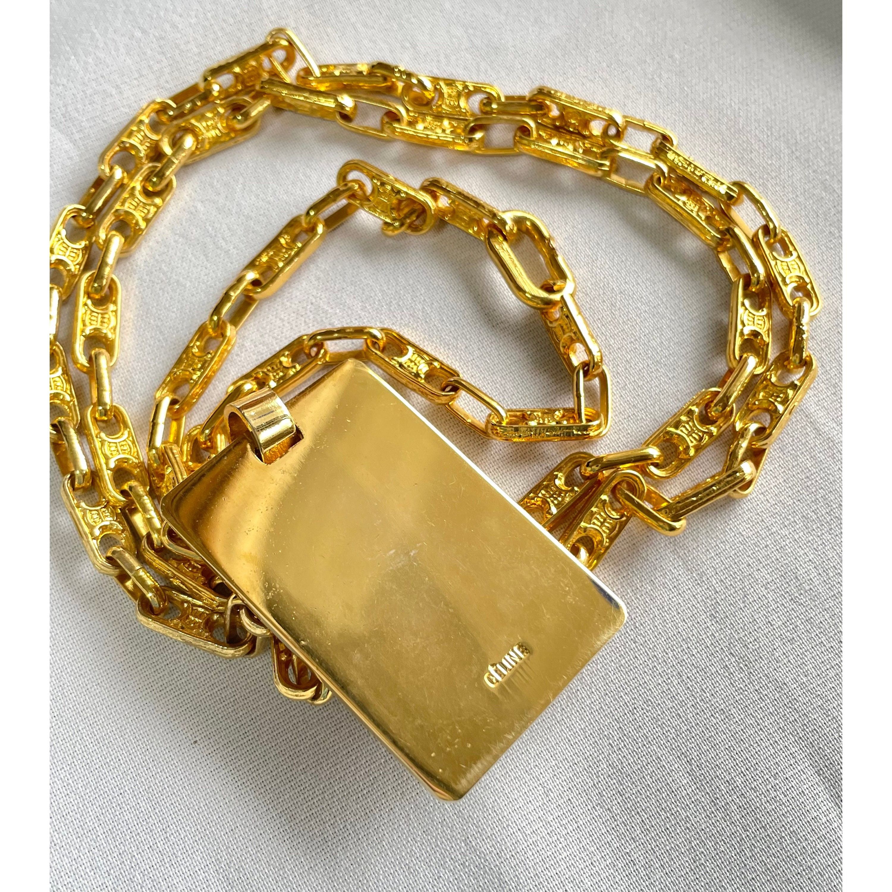 Celine Vintage Celine golden long necklace with triomphe logo Size ONE SIZE - 5 Thumbnail
