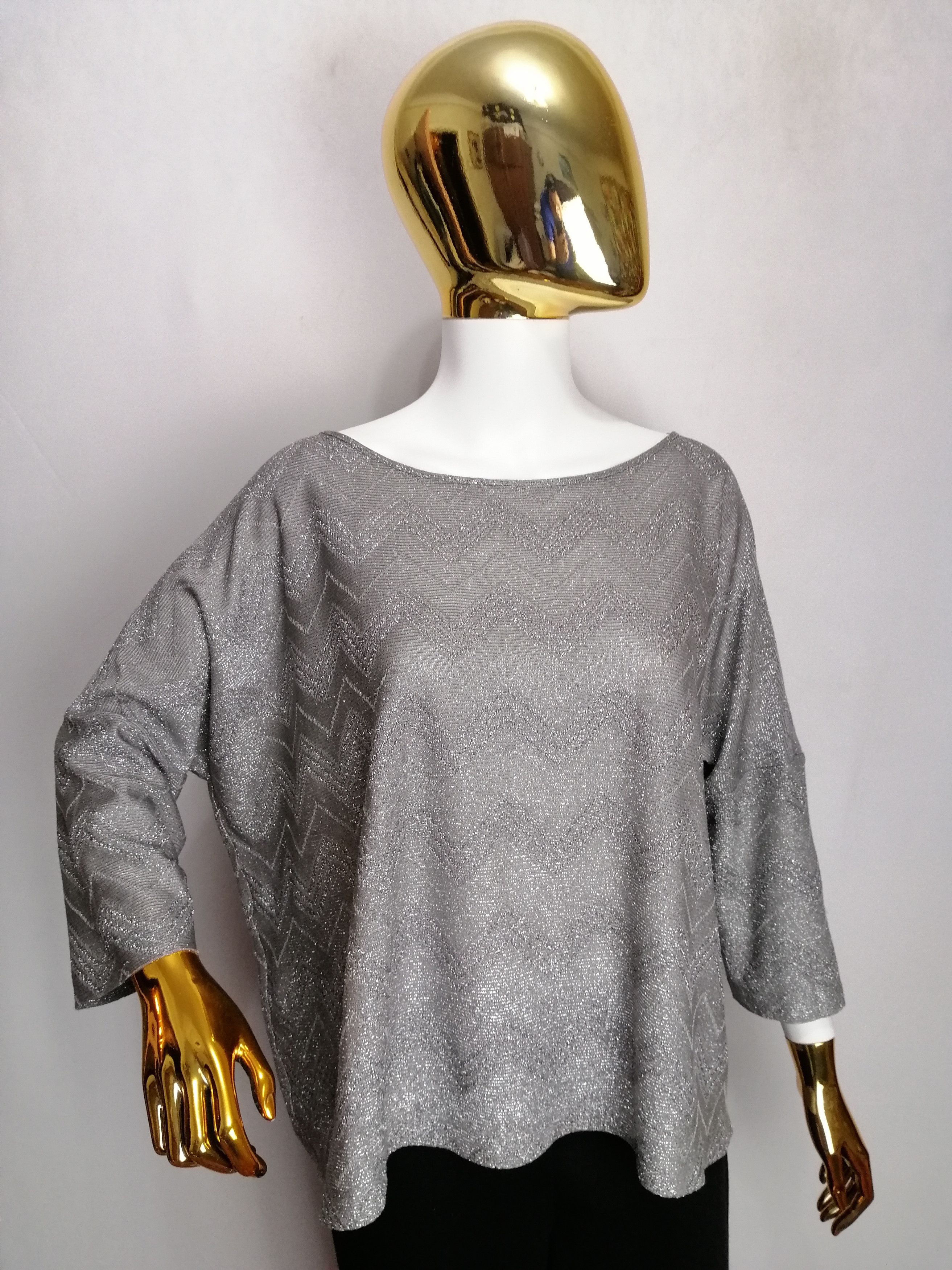 Missoni M MISSONI women’s zigzag silver metallic top Size ONE SIZE - 1 Thumbnail