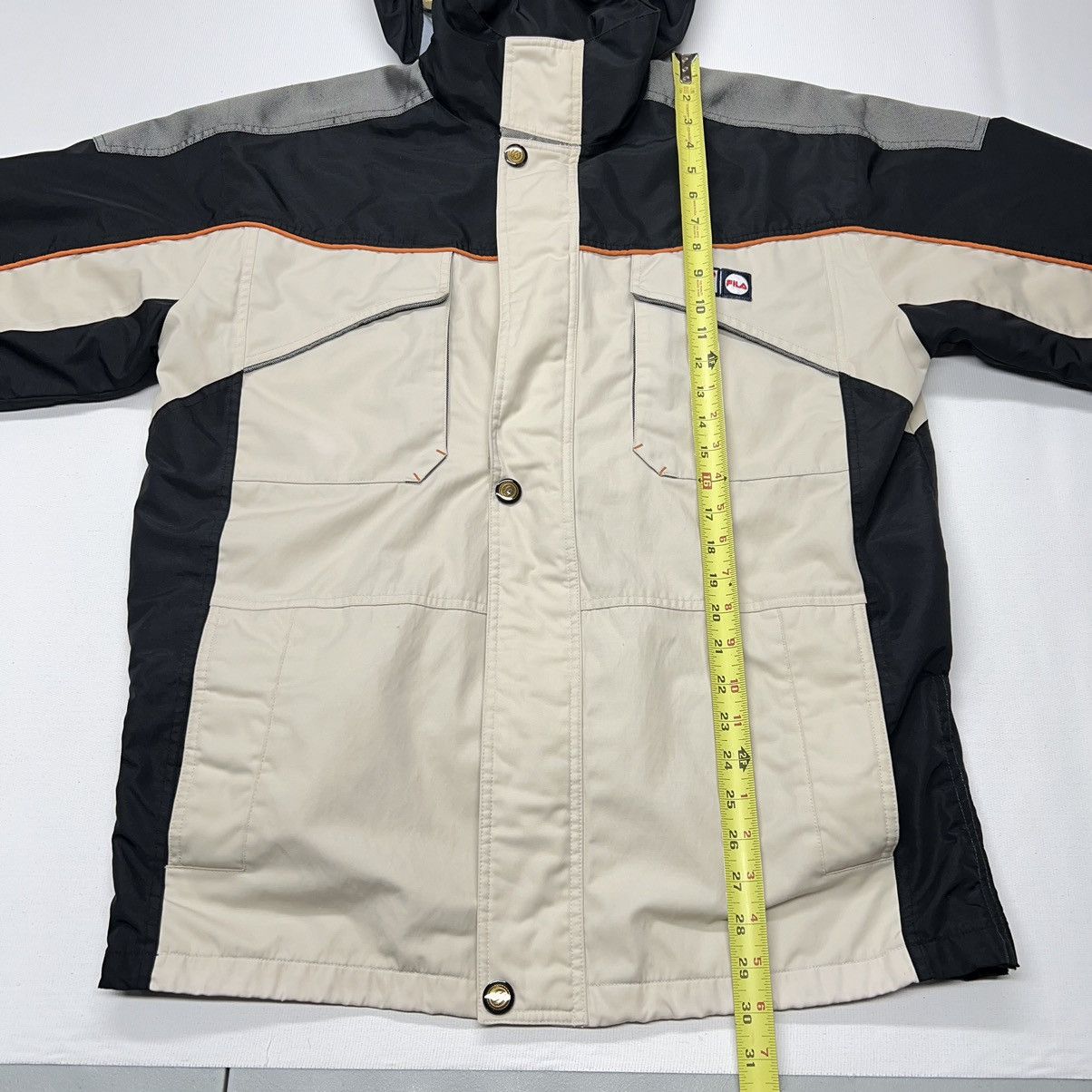 Fila × Vintage VTG Fila Jacket Beige Full Zip Pocket Hooded Coat Retro Size US XL / EU 56 / 4 - 22 Thumbnail