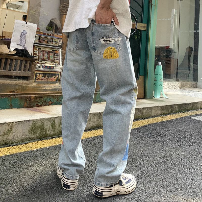 Japanese Brand × Jean Retro loose straight tube graffiti printed jeans Size US 30 / EU 46 - 4 Thumbnail