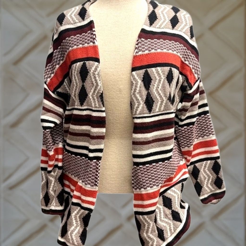 Old Navy Old Navy Southwestern Tribal Open Front Cardigan Aztec Stripe Longline Sweater S Size S / US 4 / IT 40 - 1 Thumbnail