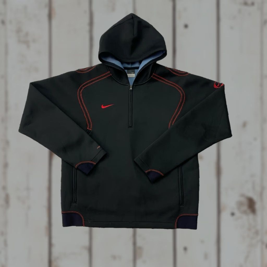 Nike VINTAGE Nike Football Mercurial Zip Up Hoodie Mens Large Black 1/4 Zip Up Soccer Sportswear Hooded Pockets Heavyweight Pattern: Solid Size US L / EU 52-54 / 3 - 1 Thumbnail